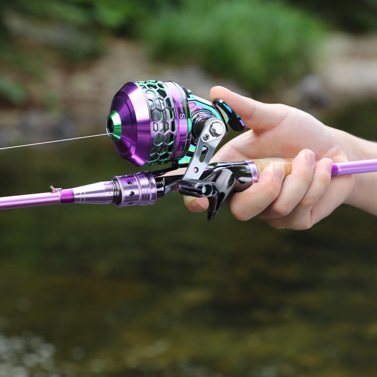 image:imageSougayilang Spincast Fishing Rod Reel Combo2 Pieces Medium Heavy Pole with Super Smooth Reel TroubleFree PushButton Bait Casting Design59 FT
