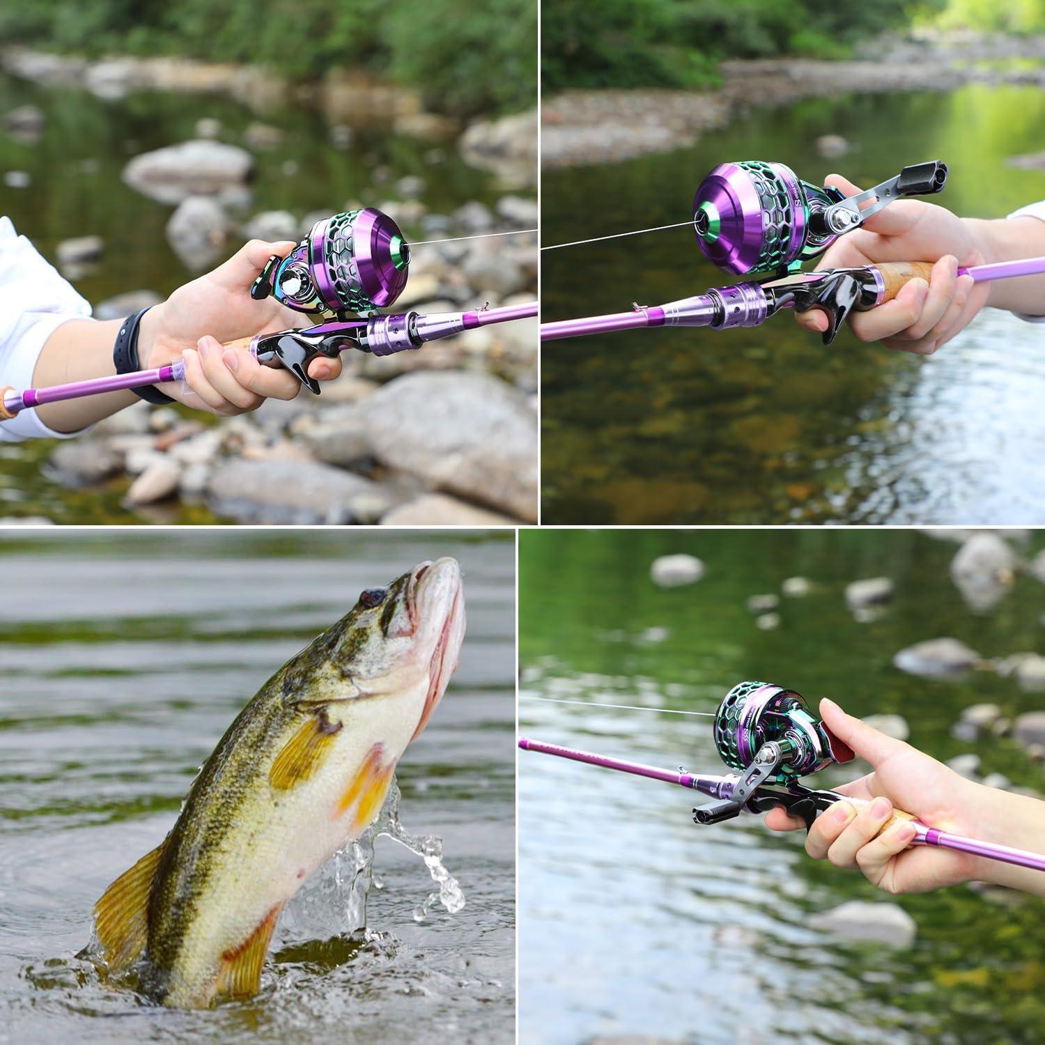 image:imageSougayilang Spincast Fishing Rod Reel Combo2 Pieces Medium Heavy Pole with Super Smooth Reel TroubleFree PushButton Bait Casting Design69 FT