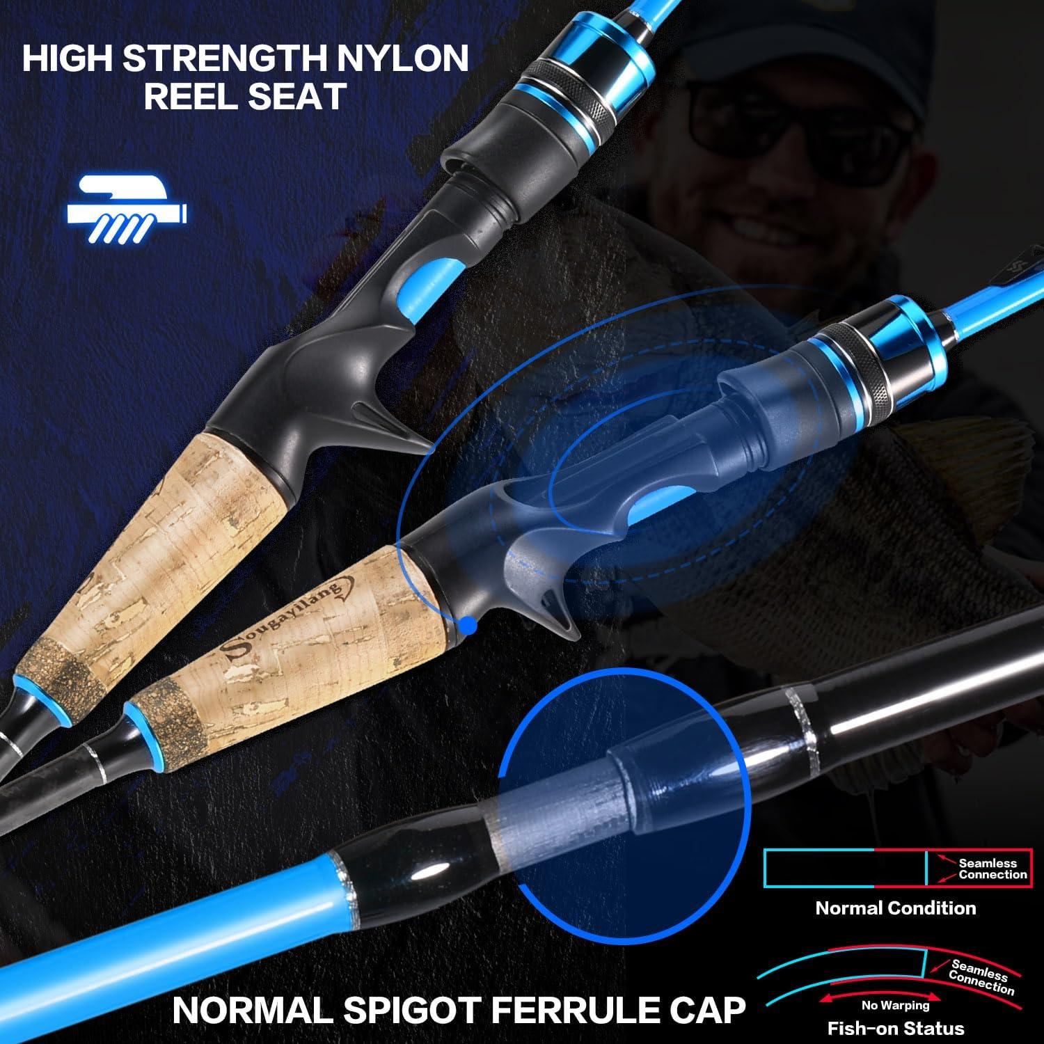 image:imageSougayilang Spincast Fishing Rod and Reel Combo 2Piece Lightweight amp Portable Casting Rod with EasytoUse Spincast Reel for Beginners Youth Freshwater FishingBlue