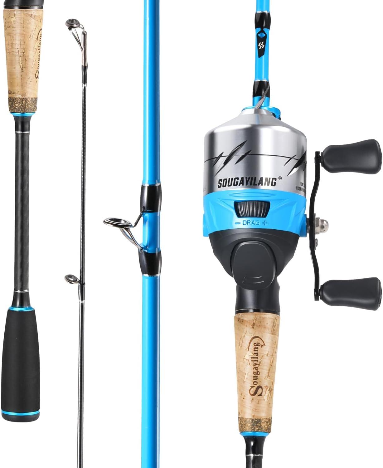 image:imageSougayilang Spincast Fishing Rod and Reel Combo 2Piece Lightweight amp Portable Casting Rod with EasytoUse Spincast Reel for Beginners Youth Freshwater FishingBlue