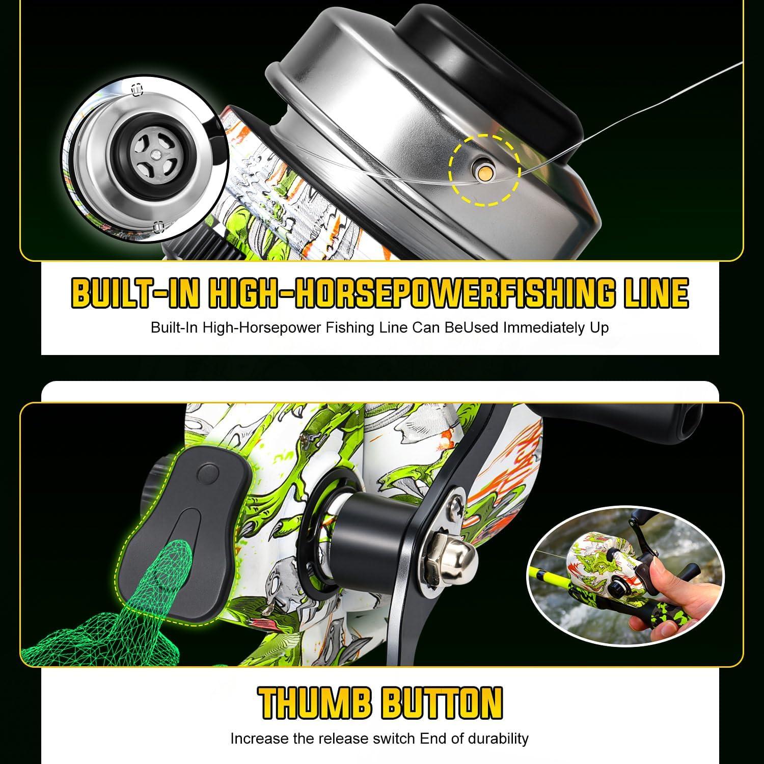 image:imageSougayilang Spincast Reel and 2Piece Fishing Rod Combo 6FT Rod with PreSpooled Line Stainless Steel Guide SuperPolymer Handle Custom Graphite Reel Seat