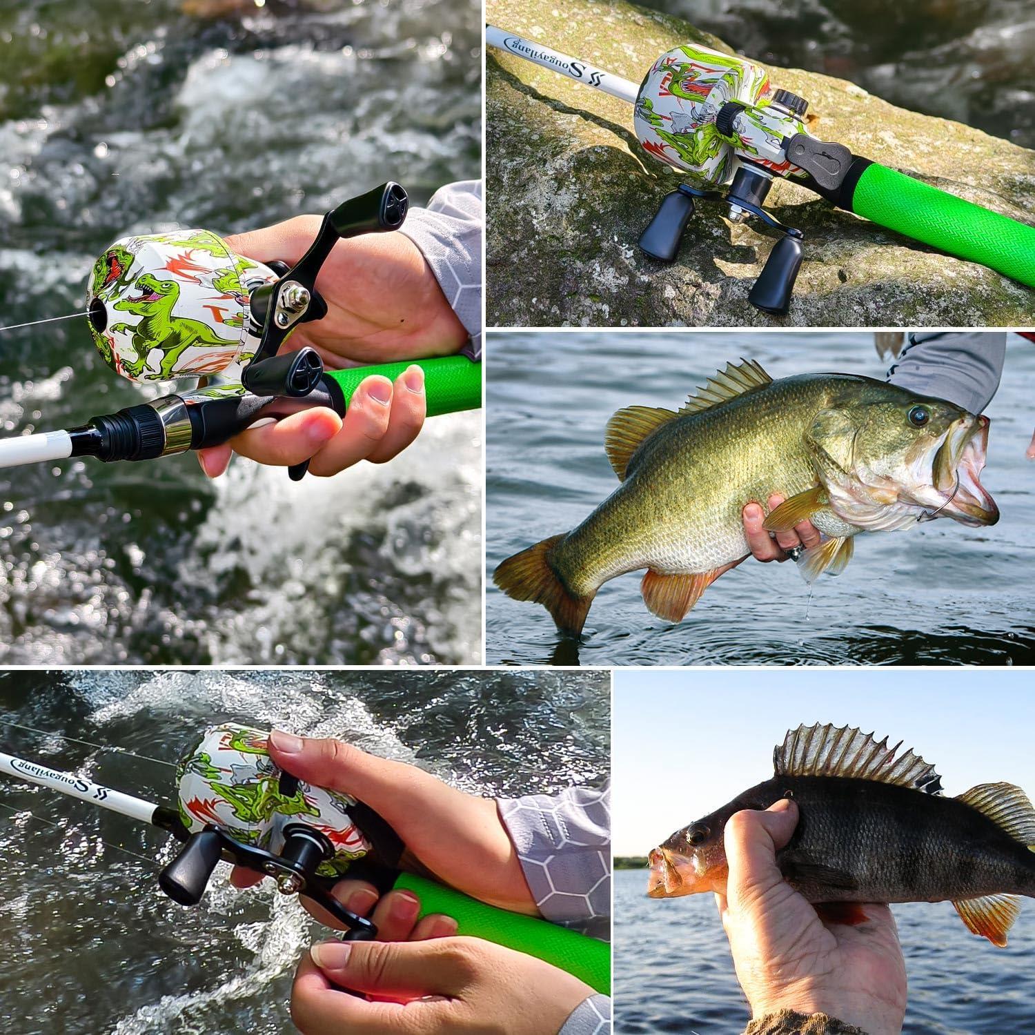 image:imageSougayilang Spincast Reel and 2Piece Fishing Rod Combo 6FT Rod with PreSpooled Line Stainless Steel Guide SuperPolymer Handle Custom Graphite Reel Seat