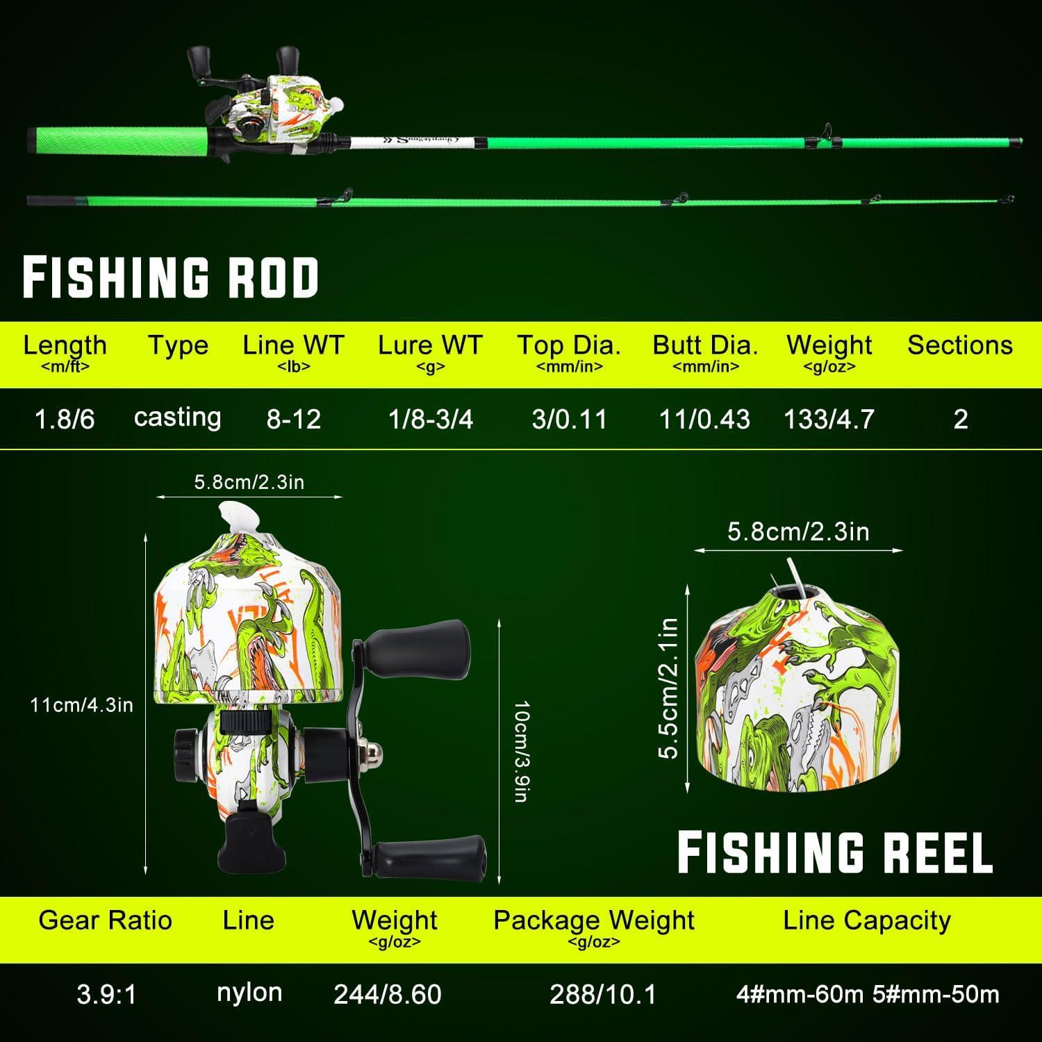 image:imageSougayilang Spincast Reel and 2Piece Fishing Rod Combo 6FT Rod with PreSpooled Line Stainless Steel Guide SuperPolymer Handle Custom Graphite Reel Seat