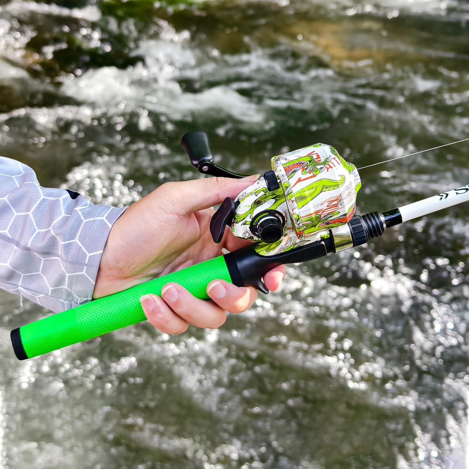 image:imageSougayilang Spincast Reel and 2Piece Fishing Rod Combo 6FT Rod with PreSpooled Line Stainless Steel Guide SuperPolymer Handle Custom Graphite Reel Seat