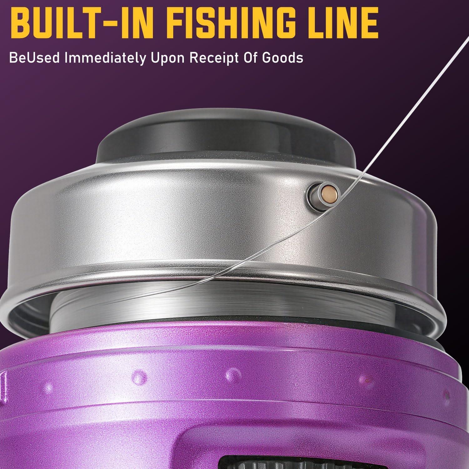 image:imageSougayilang Spincast Reel and Fishing Rod Combo 5Foot 9Inch Durable Carbon Rod Quickset AntiReverse Fishing Reel with Mono LinePurple
