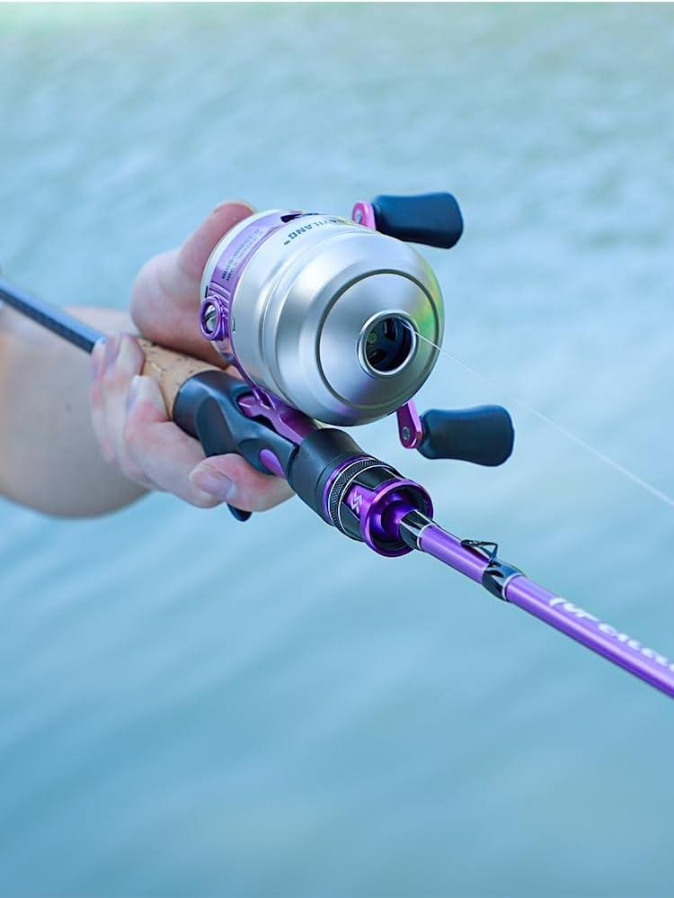 image:imageSougayilang Spincast Reel and Fishing Rod Combo 5Foot 9Inch Durable Carbon Rod Quickset AntiReverse Fishing Reel with Mono LinePurple