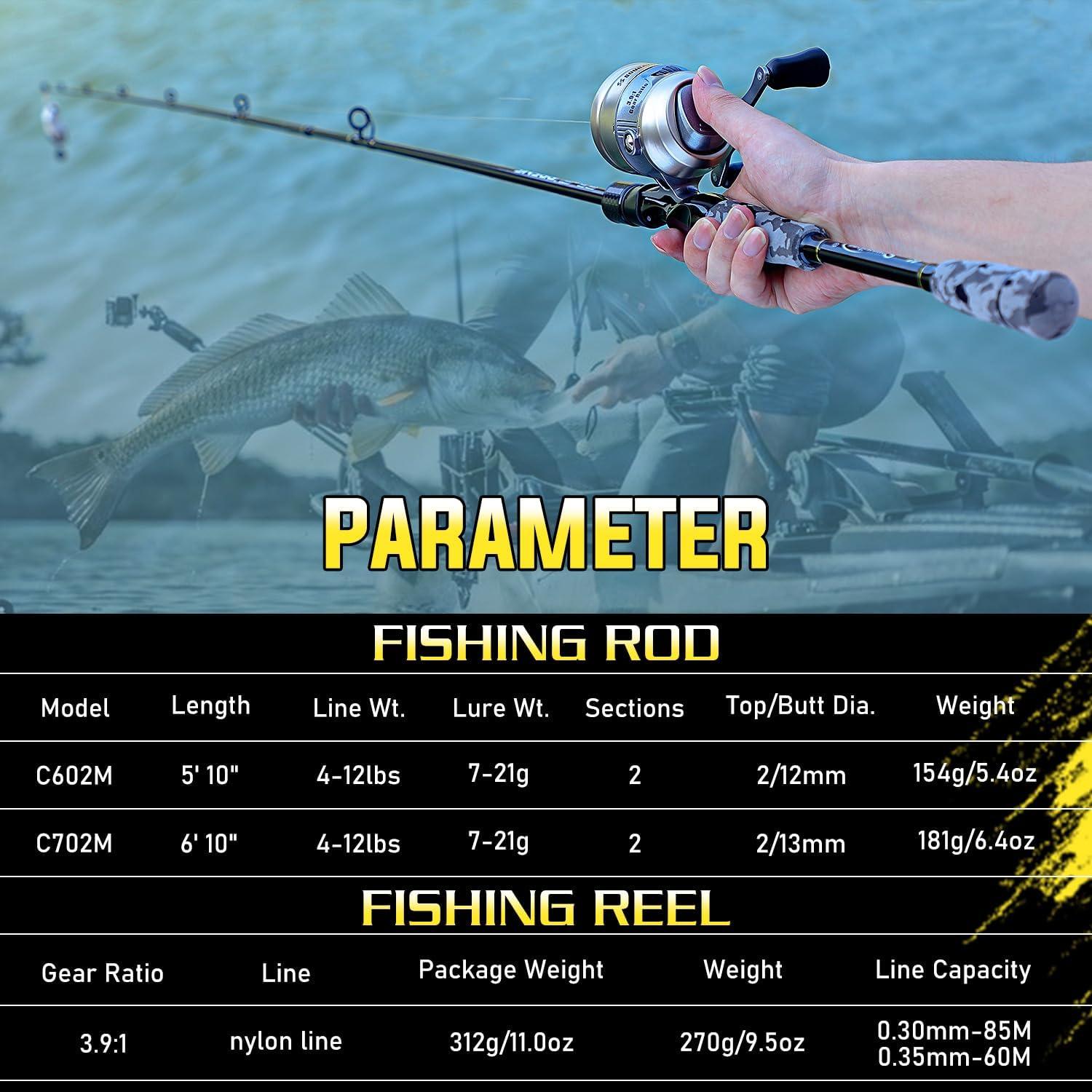 image:imageSougayilang Spincast Reel and Fishing Rod Combo 5Foot 9Inch Durable Carbon Rod Quickset AntiReverse Fishing Reel with Mono LineSilver