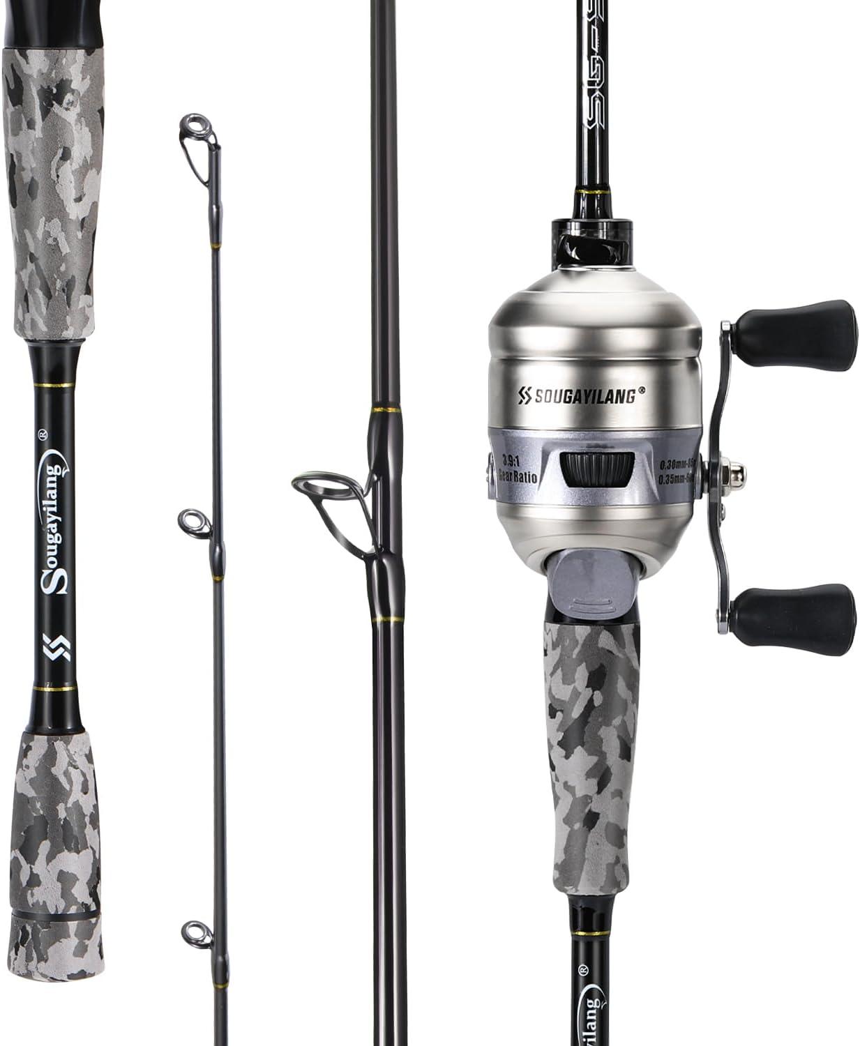 image:imageSougayilang Spincast Reel and Fishing Rod Combo 5Foot 9Inch Durable Carbon Rod Quickset AntiReverse Fishing Reel with Mono LineSilver