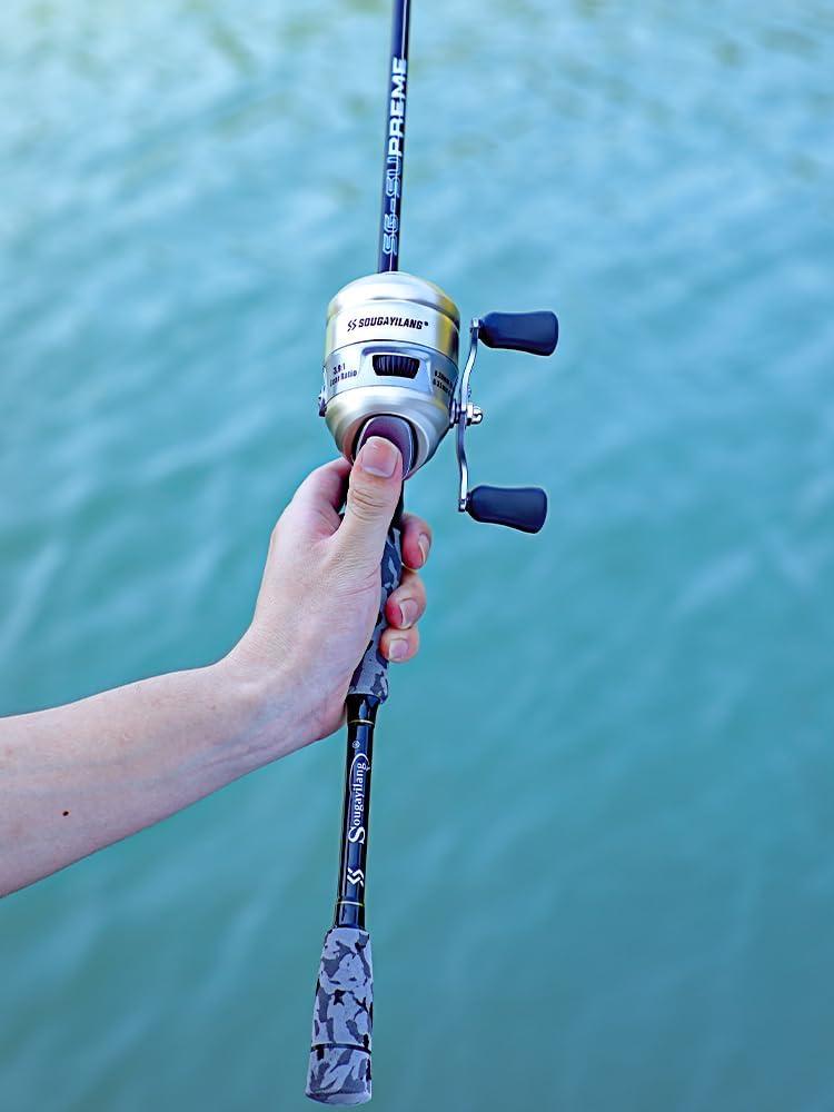image:imageSougayilang Spincast Reel and Fishing Rod Combo 5Foot 9Inch Durable Carbon Rod Quickset AntiReverse Fishing Reel with Mono LineSilver