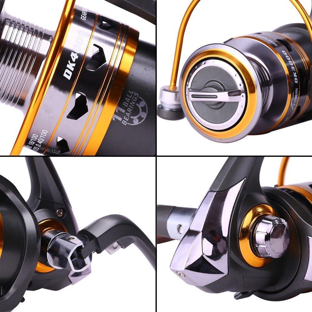 image:imageSougayilang Spinning Fishing Reels with LeftRight Interchangeable Collapsible Wood Handle Powerful Metal Body 521511 Gear Ratio Smooth 11BB for Inshore Boat Rock Freshwater Saltwater FishingDK6000