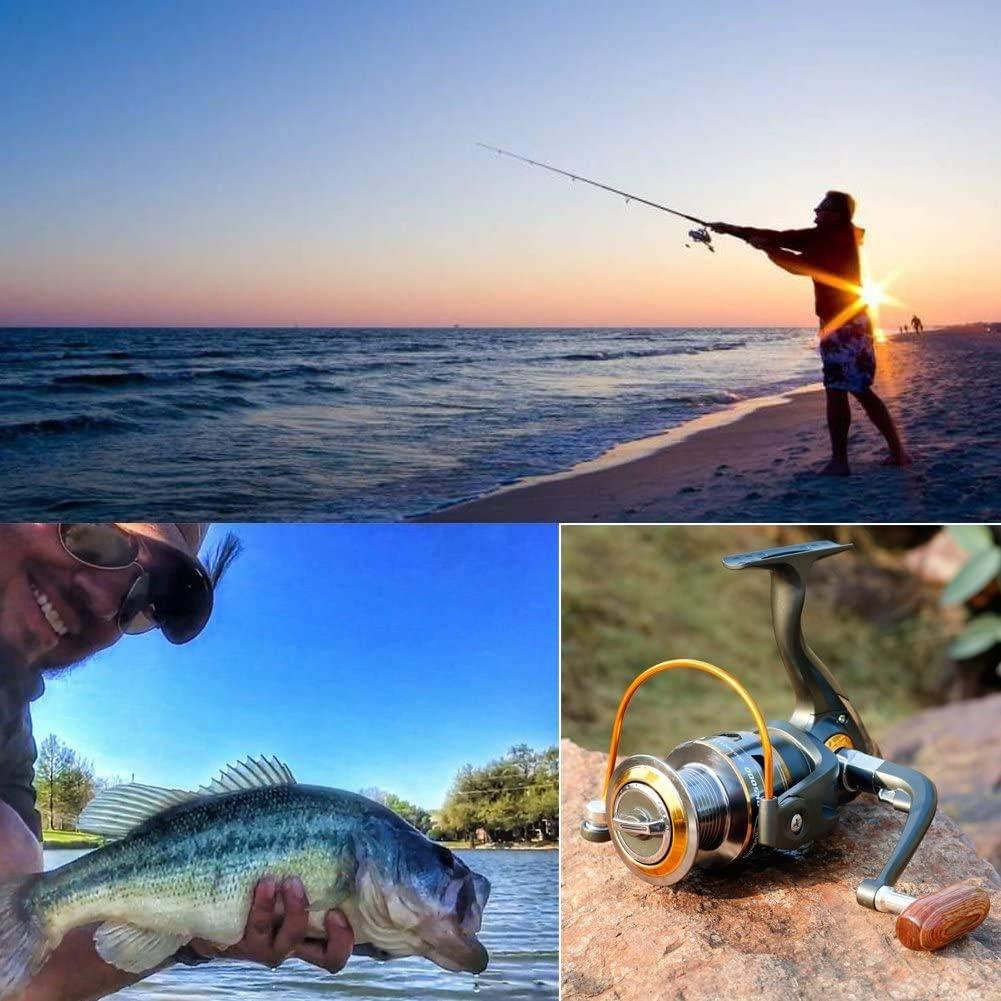 image:imageSougayilang Spinning Fishing Reels with LeftRight Interchangeable Collapsible Wood Handle Powerful Metal Body 521511 Gear Ratio Smooth 11BB for Inshore Boat Rock Freshwater Saltwater FishingDK6000