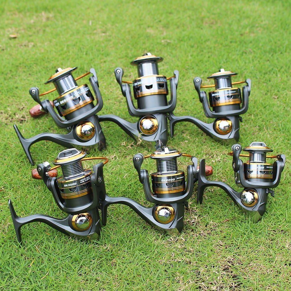 image:imageSougayilang Spinning Fishing Reels with LeftRight Interchangeable Collapsible Wood Handle Powerful Metal Body 521511 Gear Ratio Smooth 11BB for Inshore Boat Rock Freshwater Saltwater FishingDK3000