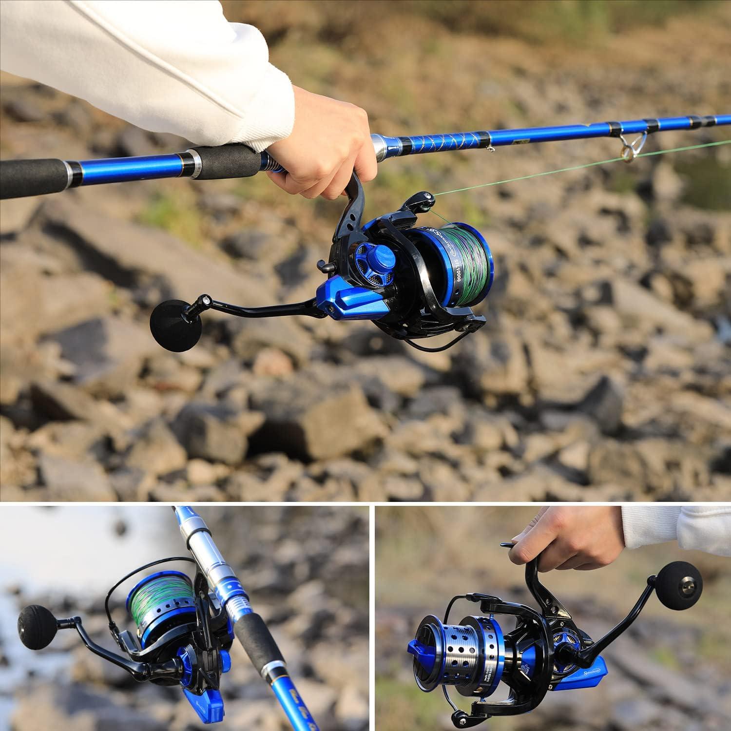 image:imageSougayilang Spinning Reels 10000 Series Surf Fishing Reels Ultra Smooth Powerful with CNC Aluminum Spool Inshore amp Offshore Saltwater FishingBlue SFL10000