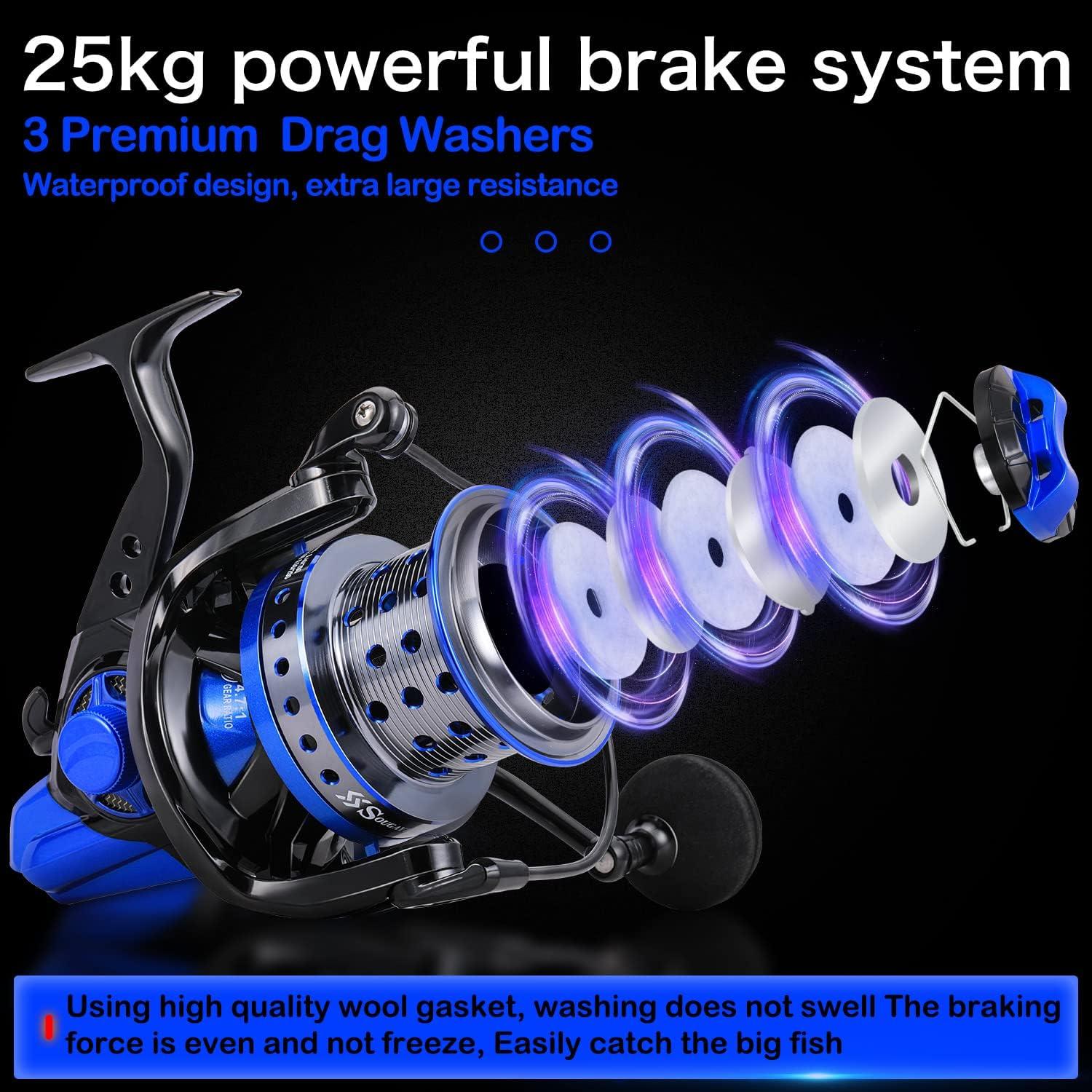 image:imageSougayilang Spinning Reels 10000 Series Surf Fishing Reels Ultra Smooth Powerful with CNC Aluminum Spool Inshore amp Offshore Saltwater FishingBlue SFL10000