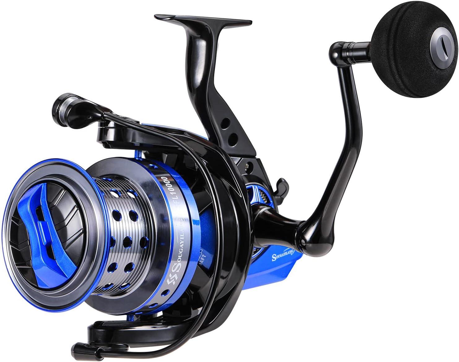 image:imageSougayilang Spinning Reels 10000 Series Surf Fishing Reels Ultra Smooth Powerful with CNC Aluminum Spool Inshore amp Offshore Saltwater FishingBlue SFL10000
