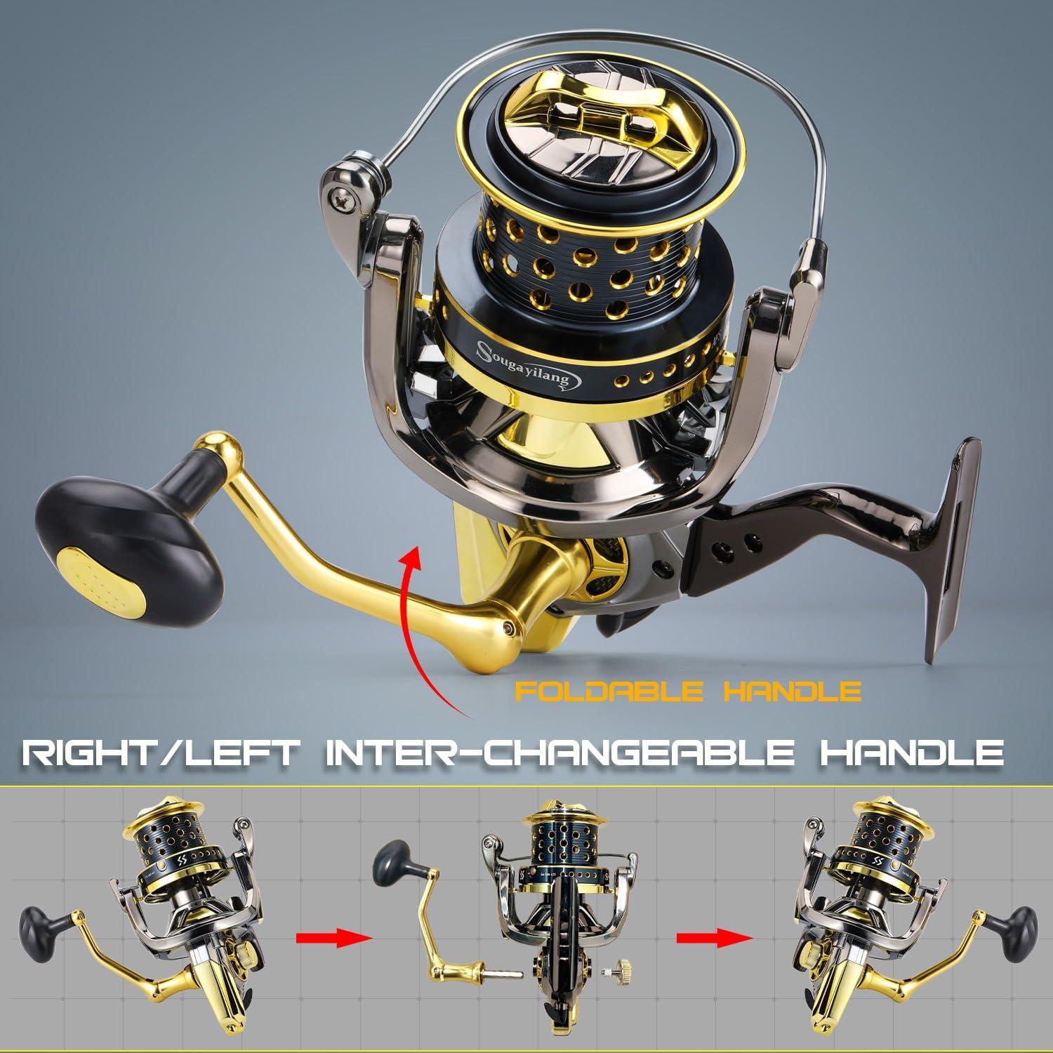 image:imageSougayilang Spinning Reels 10000 Series Surf Fishing Reels Ultra Smooth Powerful with CNC Aluminum Spool Inshore amp Offshore Saltwater FishingGolden AFS10000