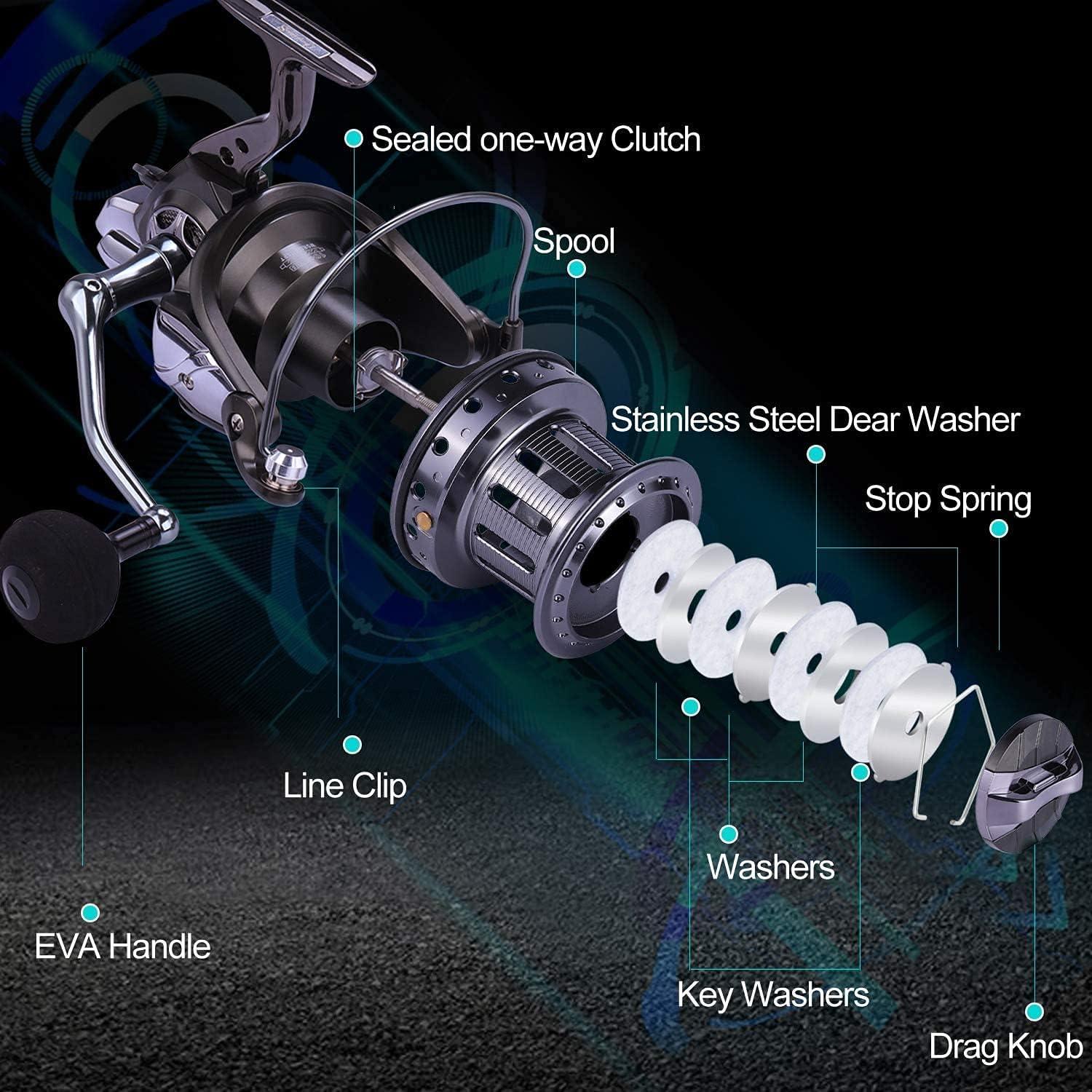 image:imageSougayilang Spinning Reels 10000 Series Surf Fishing Reels101 Stainless BB Ultra Smooth Powerful with CNC Aluminum Spool Fishing Reels for Saltwater FreshwaterDYL10000