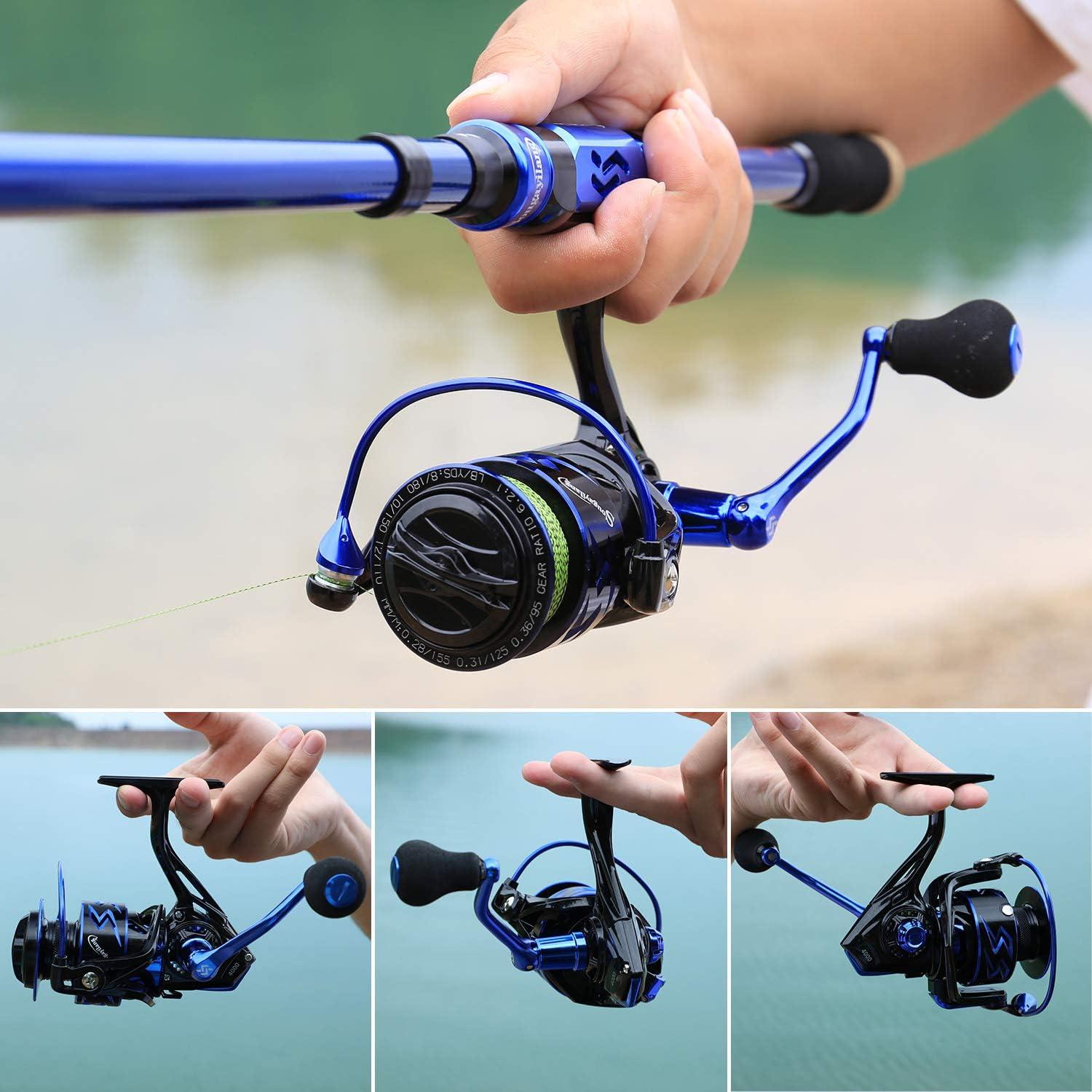image:imageSougayilang Spinning Reels UltraWeight 62 1 High Speed Gear Ratio Metal Frame and Rotor 12 1 Shielded BB Smooth Powerful Freshwater and Saltwater Spinning Fishing Reelblue