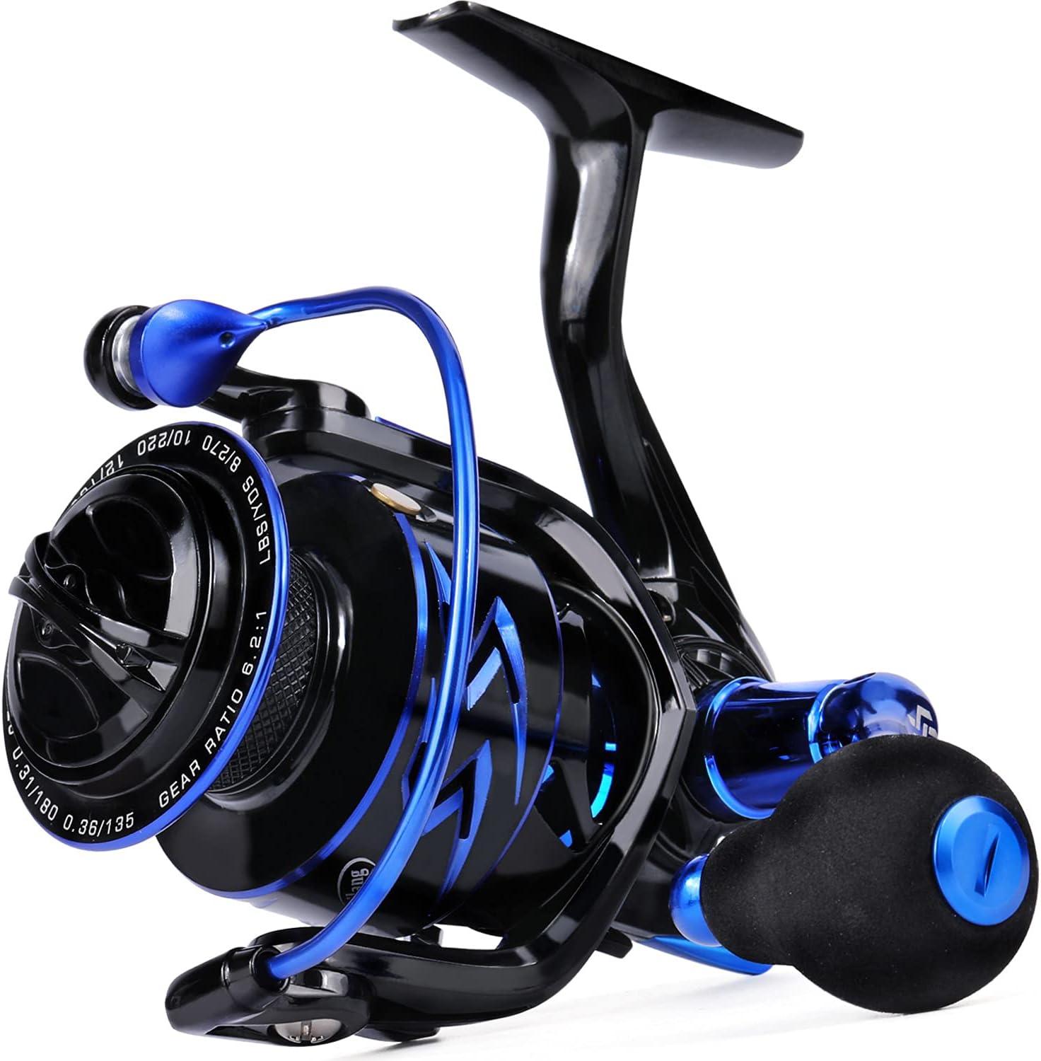 image:imageSougayilang Spinning Reels UltraWeight 62 1 High Speed Gear Ratio Metal Frame and Rotor 12 1 Shielded BB Smooth Powerful Freshwater and Saltwater Spinning Fishing Reelblue