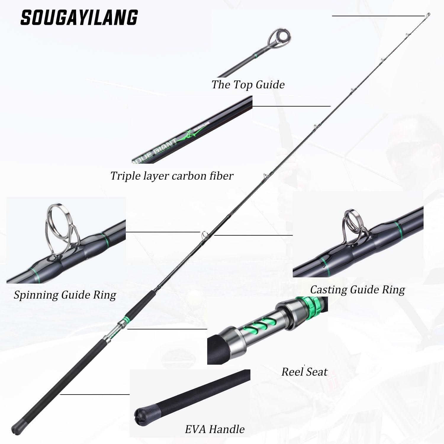 image:imageSougayilang Spinning amp Casting Catfish Rod2 Piece Medium Heavy Portable Travel Catfish Fishing Rod 7768Casting Rod2pcsmh76
