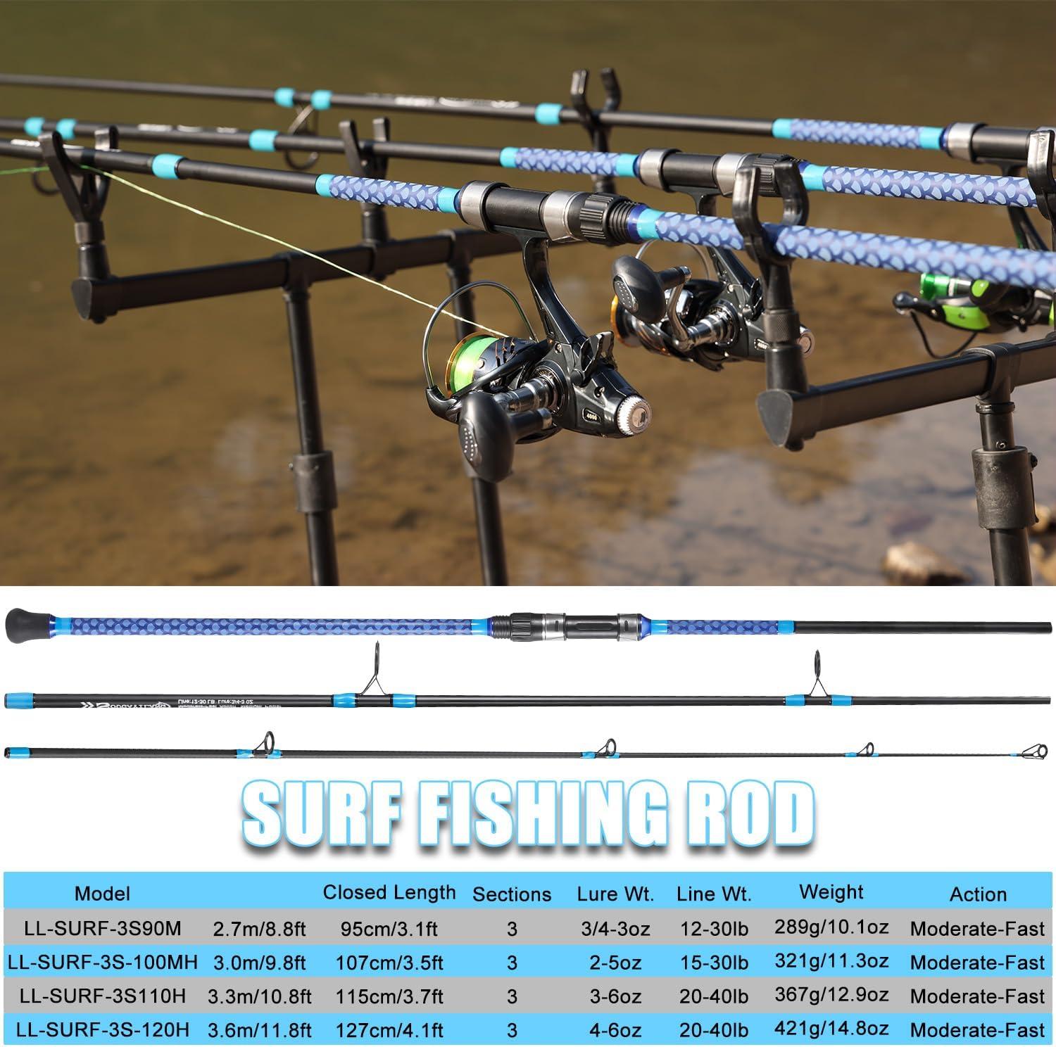 image:imageSougayilang Surf Fishing Rod Carbon 3 Piece Spinning Fishing Rod 9101112for Travel90