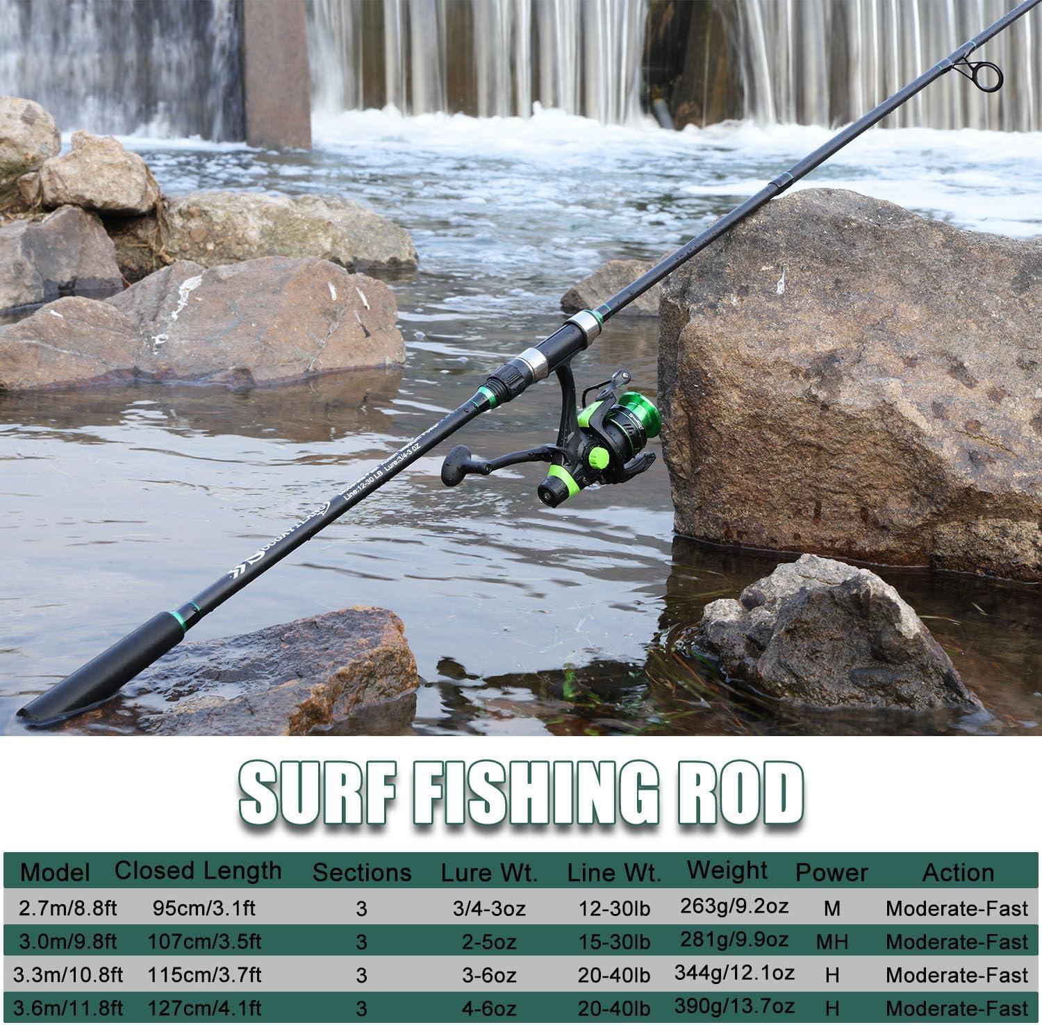 image:imageSougayilang Surf Fishing Rod IM8 Carbon 3 Piece Travel Spinning Rod 9101112120
