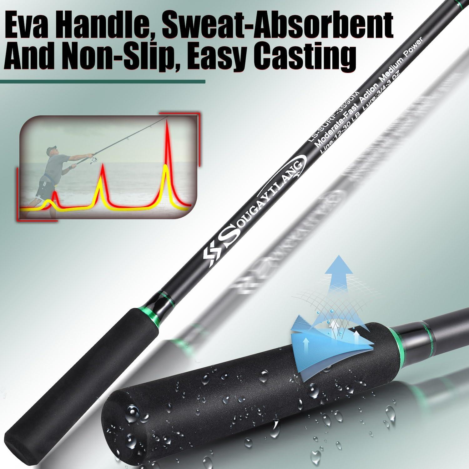 image:imageSougayilang Surf Fishing Rod IM8 Carbon 3 Piece Travel Spinning Rod 9101112120