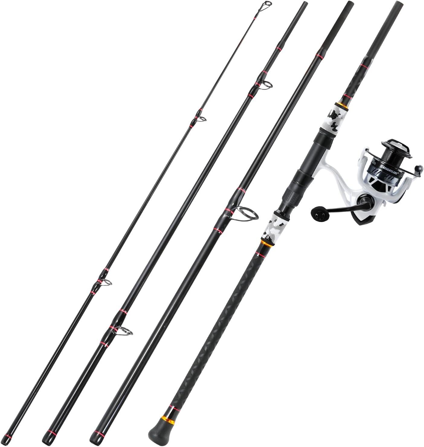 image:imageSougayilang Surf Fishing Rod and Reel Combo 4 Piece MHH Saltwater Fishing Combo with 5000 Size Spinning Reel1215blue