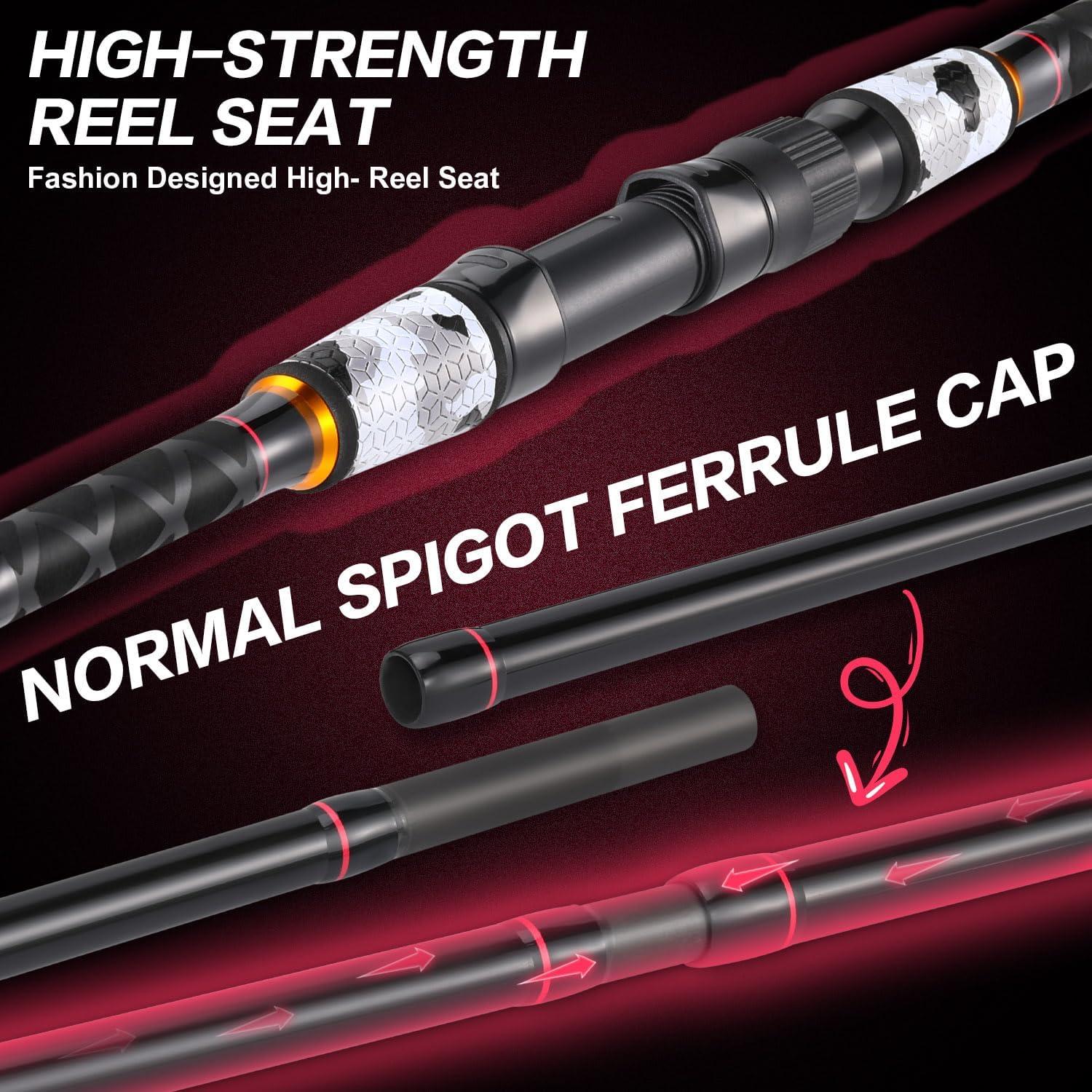 image:imageSougayilang Surf Fishing Rod and Reel Combo 4 Piece MHH Saltwater Fishing Combo with 5000 Size Spinning Reel1215blue