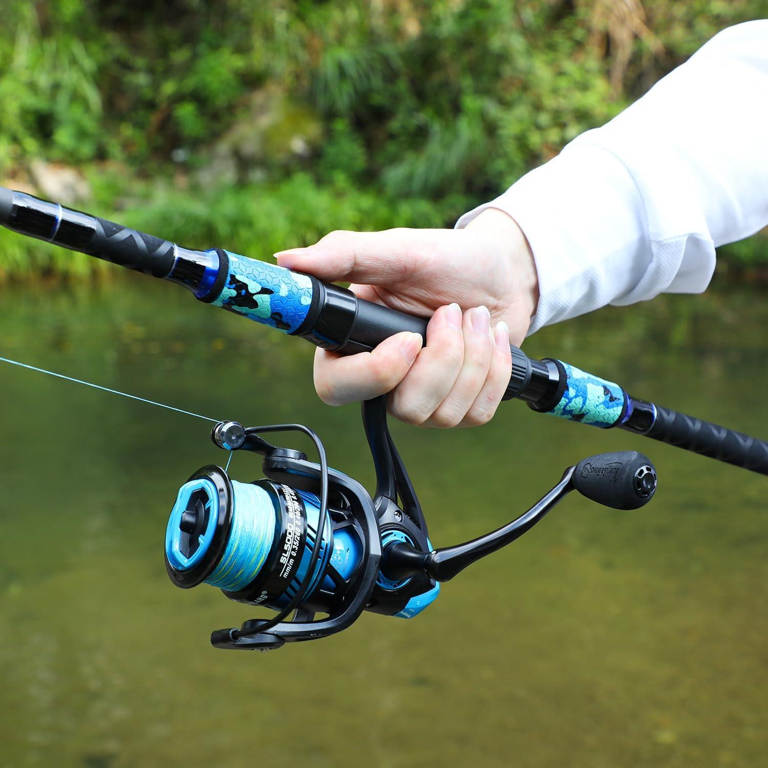image:imageSougayilang Surf Fishing Rod and Reel Combo 4 Piece MHH Saltwater Fishing Combo with 5000 Size Spinning Reel1215blue