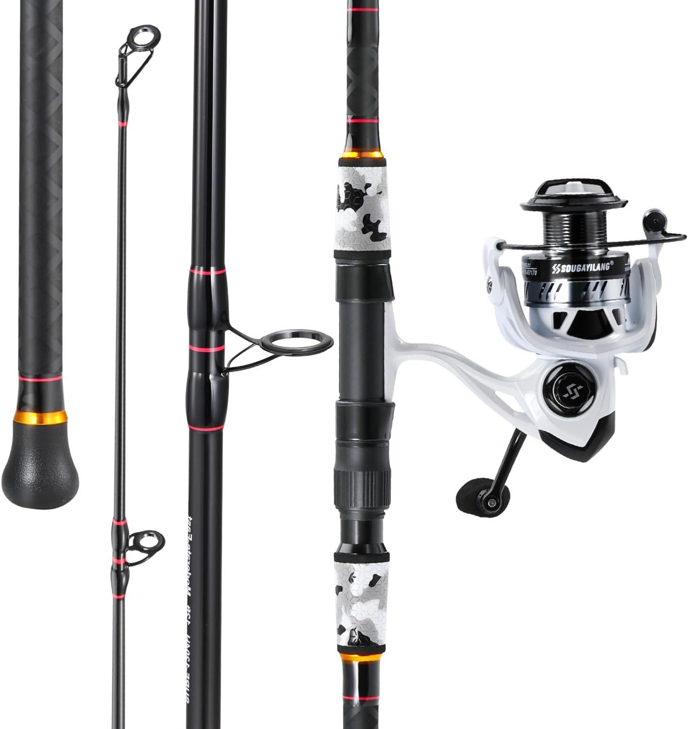 image:imageSougayilang Surf Fishing Rod and Reel Combo 4 Piece MHH Saltwater Fishing Combo with 5000 Size Spinning Reel1215blue
