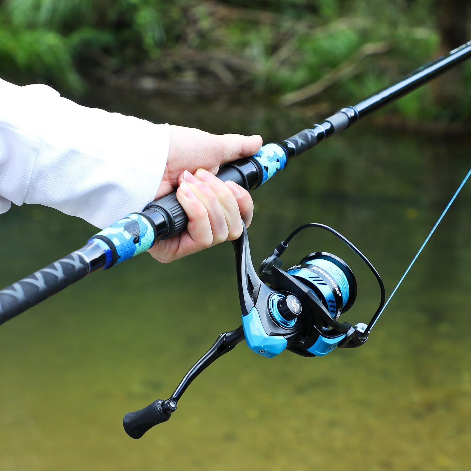 image:imageSougayilang Surf Fishing Rod and Reel Combo 4 Piece MHH Saltwater Fishing Combo with 5000 Size Spinning Reel1215blue