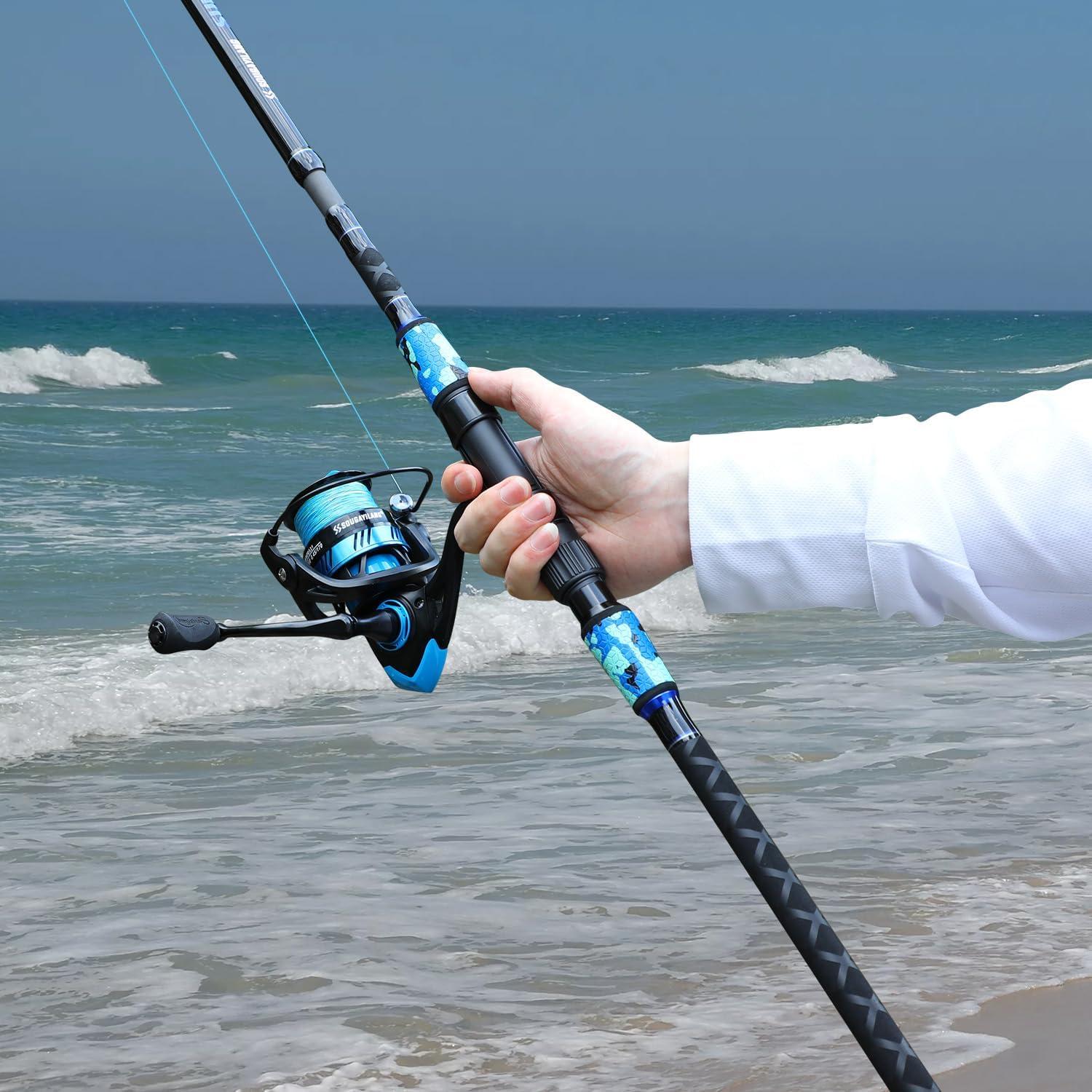 image:imageSougayilang Surf Fishing Rod and Reel Combo 4 Piece MHH Saltwater Fishing Combo with 5000 Size Spinning Reel1215blue
