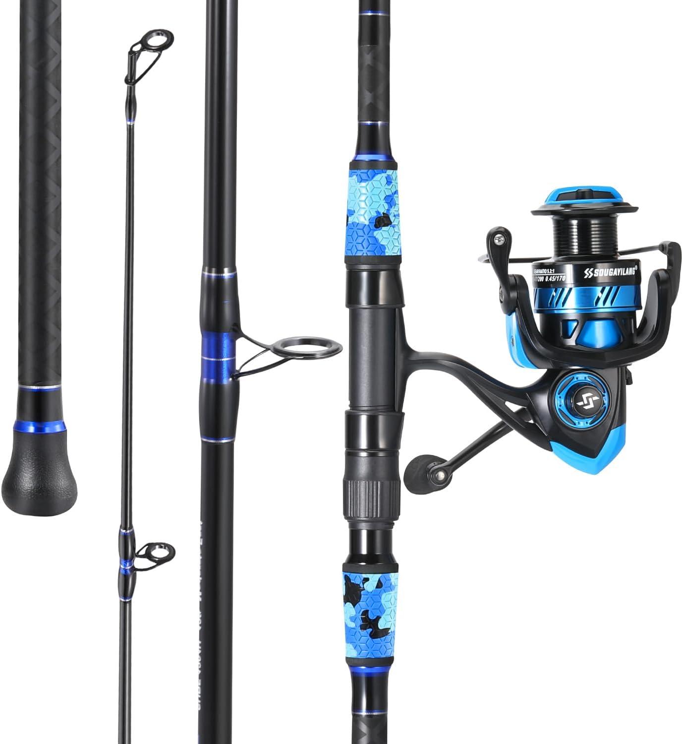 image:imageSougayilang Surf Fishing Rod and Reel Combo 4 Piece MHH Saltwater Fishing Combo with 5000 Size Spinning Reel1215gray