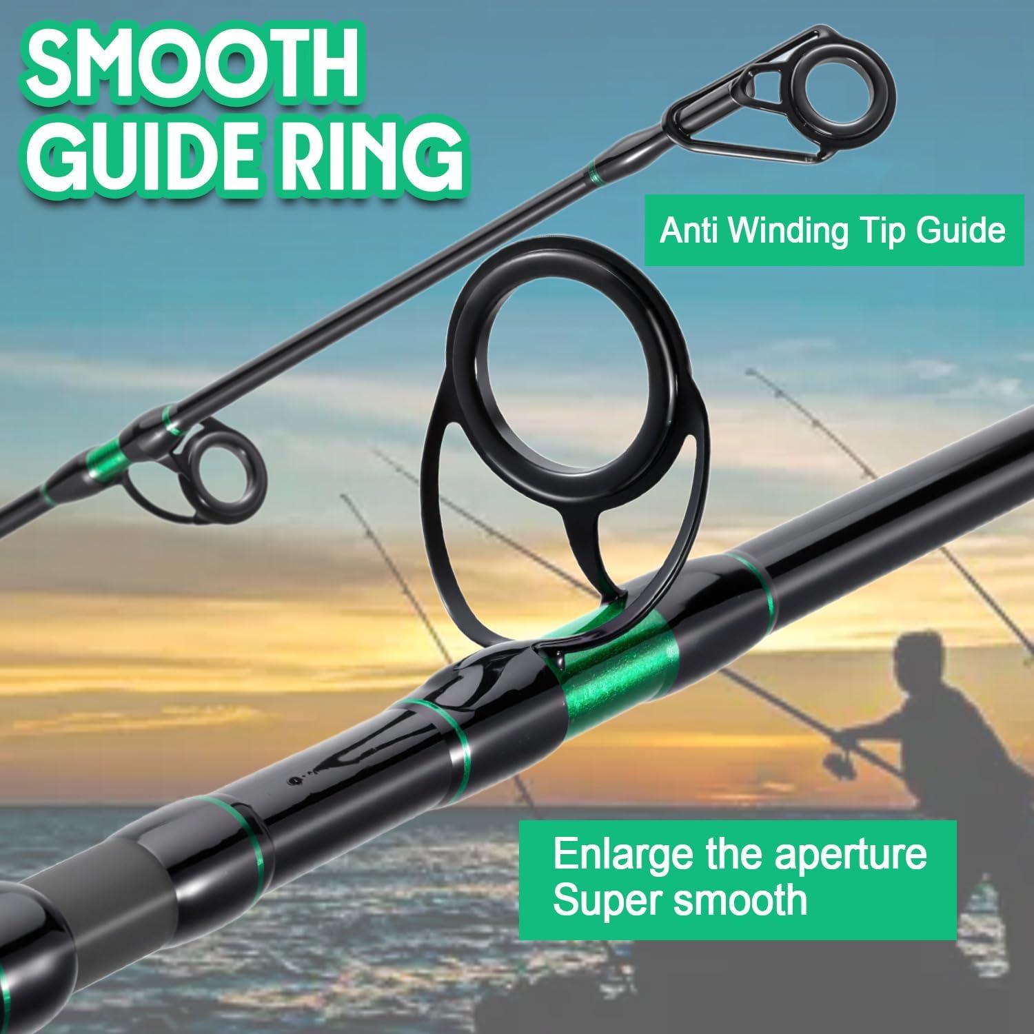 image:imageSougayilang Surf Spinning Fishing Rod Carbon Travel Surf Rod MMH 3 Piece Spinning Fishing Rod 9101112green