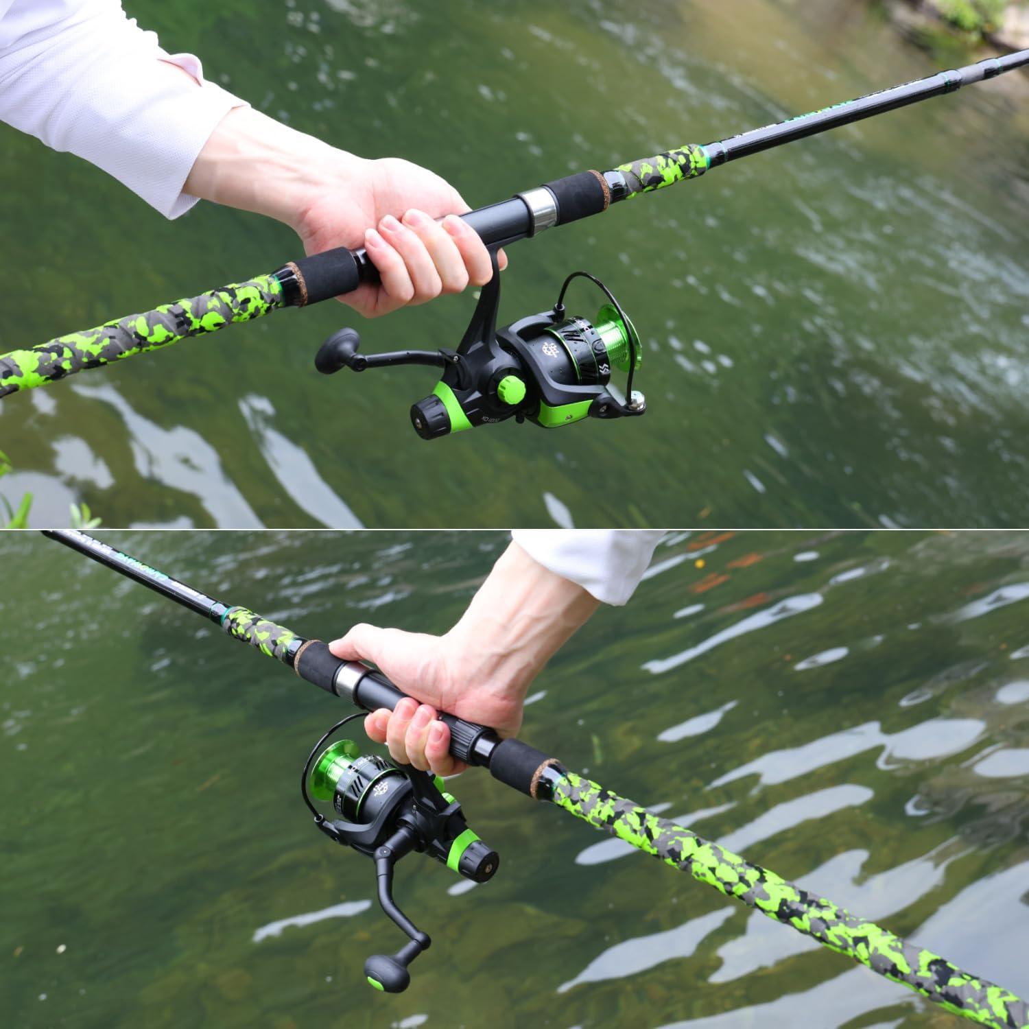 image:imageSougayilang Surf Spinning Fishing Rod Carbon Travel Surf Rod MMH 3 Piece Spinning Fishing Rod 9101112green