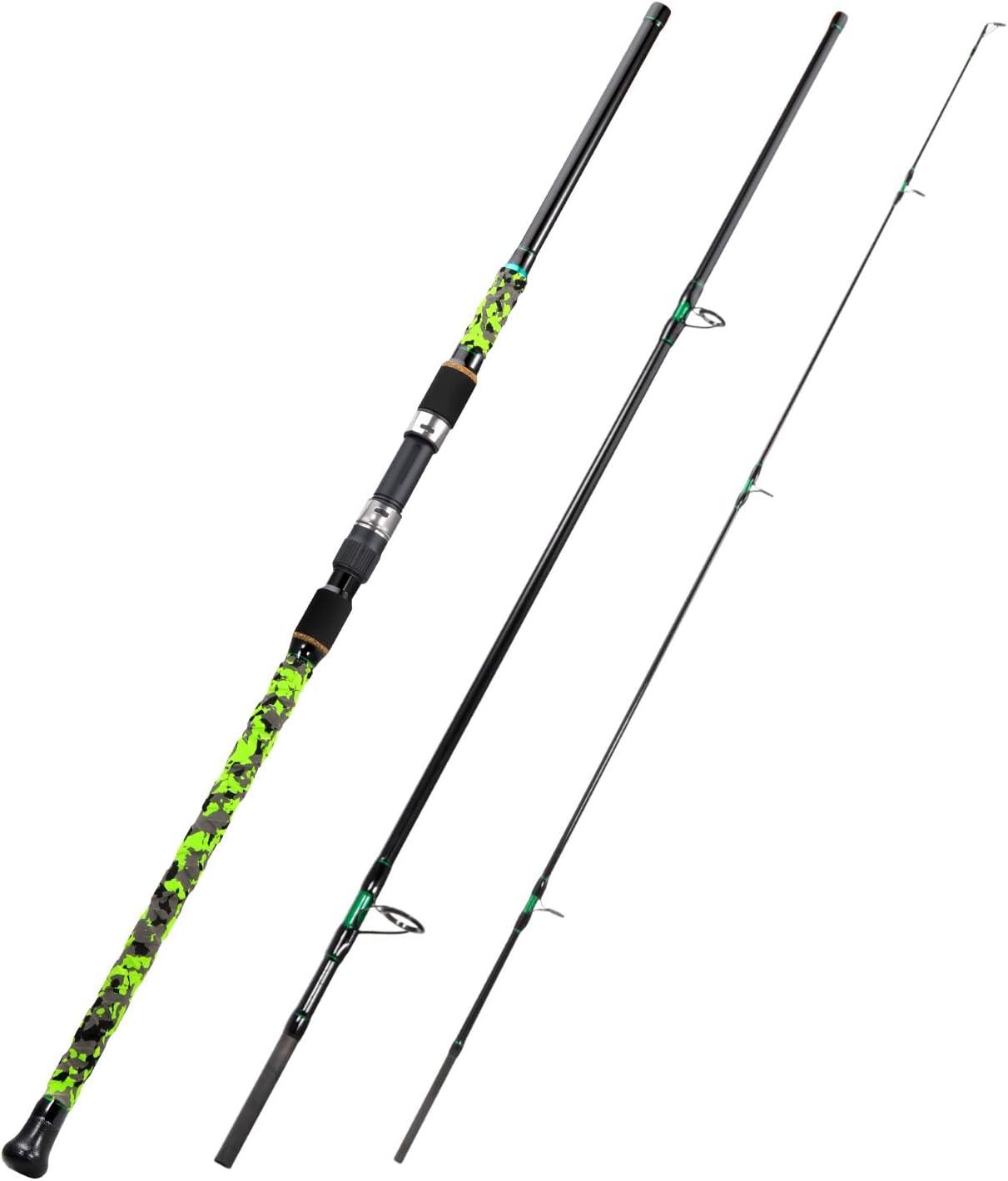 image:imageSougayilang Surf Spinning Fishing Rod Carbon Travel Surf Rod MMH 3 Piece Spinning Fishing Rod 9101112green