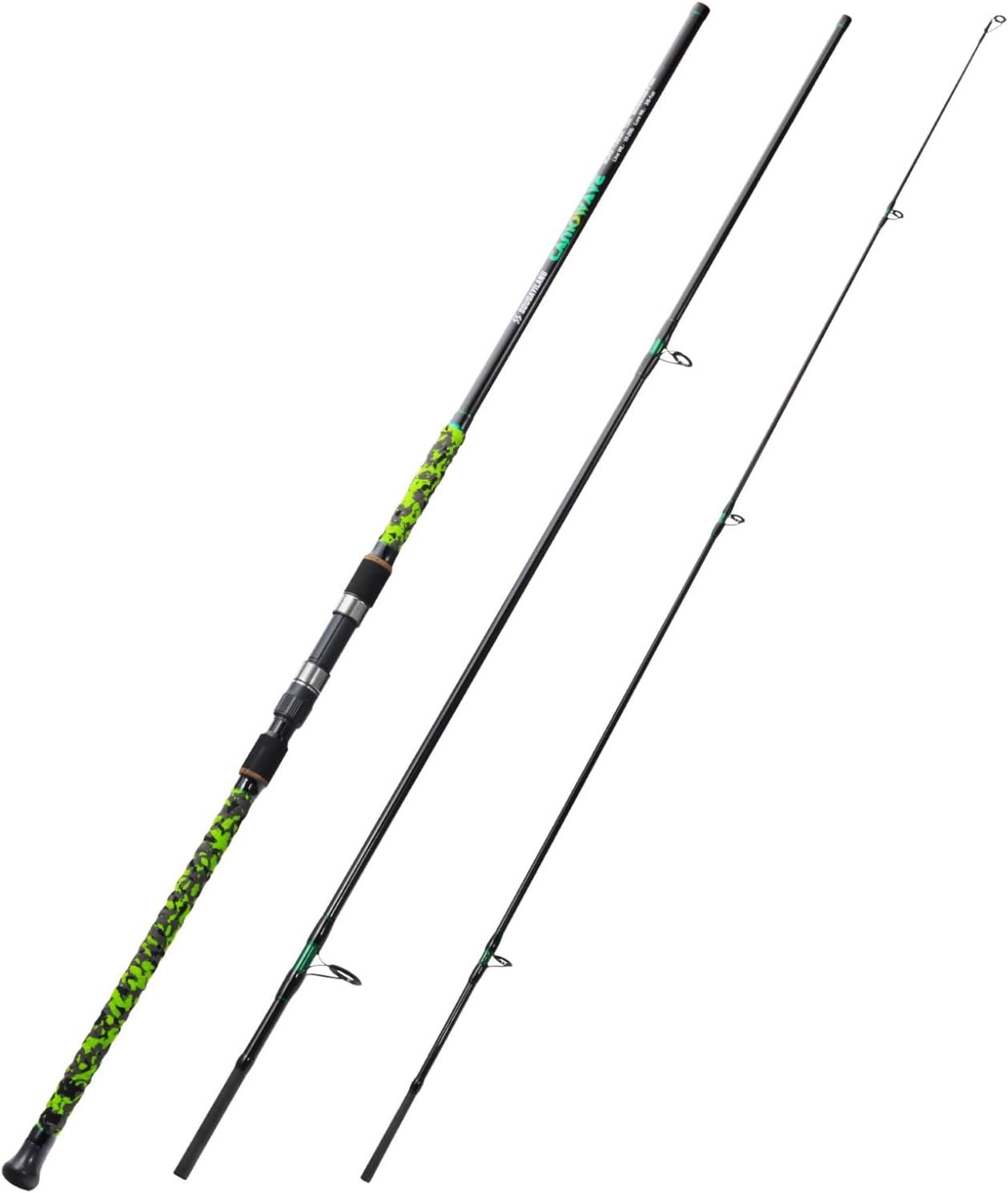 image:imageSougayilang Surf Spinning Fishing Rod Carbon Travel Surf Rod MMH 3 Piece Spinning Fishing Rod 9101112green