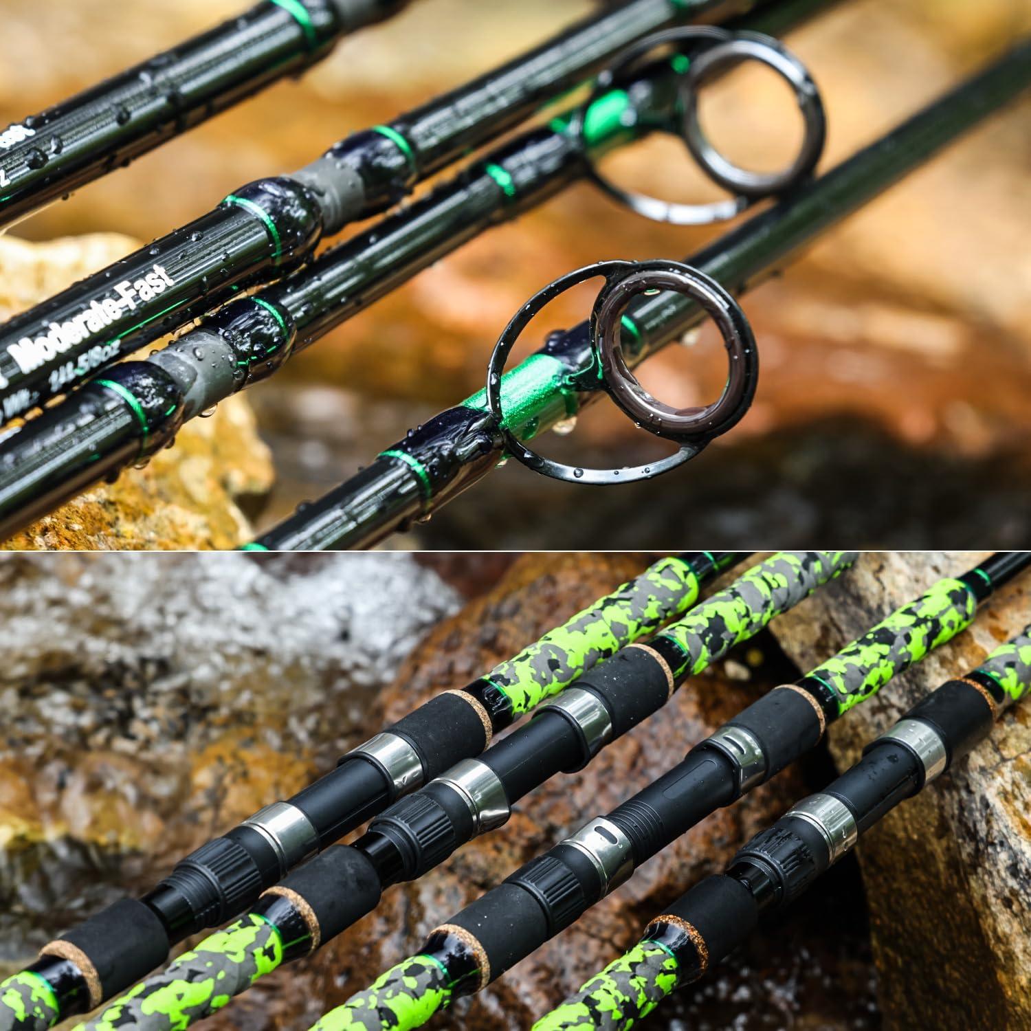 image:imageSougayilang Surf Spinning Fishing Rod Carbon Travel Surf Rod MMH 3 Piece Spinning Fishing Rod 9101112green