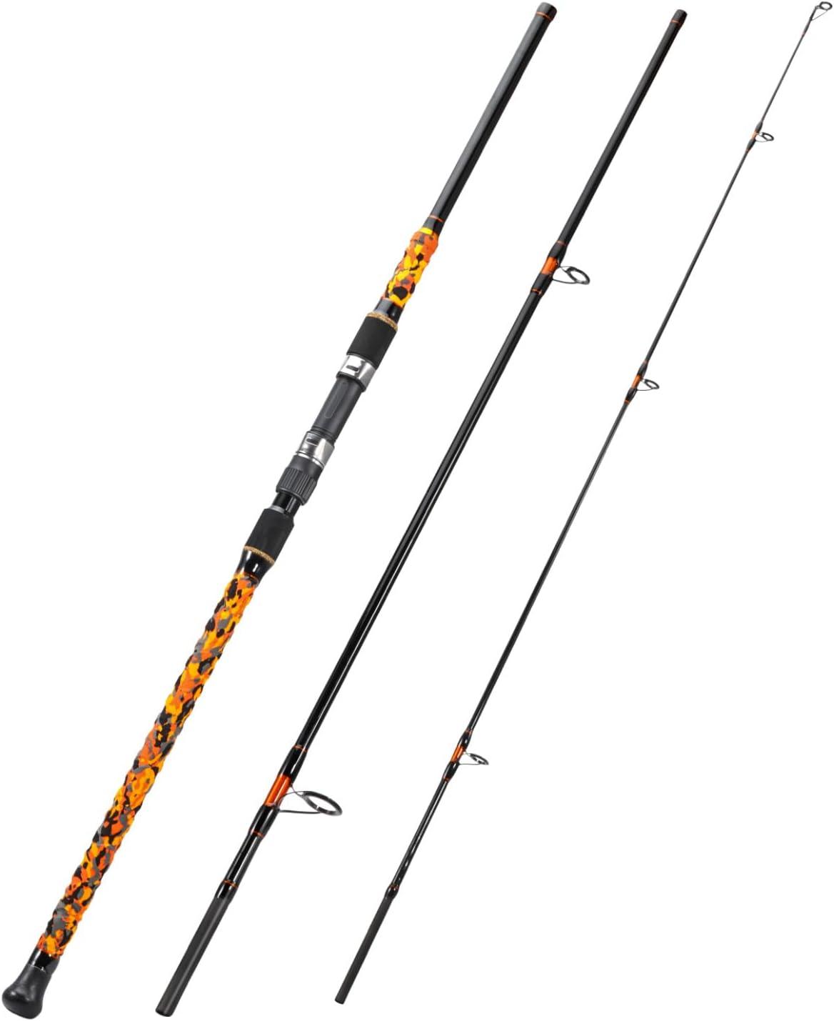 image:imageSougayilang Surf Spinning Fishing Rod Carbon Travel Surf Rod MMH 3 Piece Spinning Fishing Rod 9101112orange