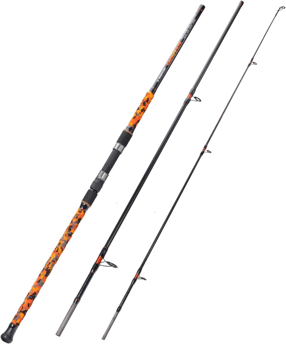 image:imageSougayilang Surf Spinning Fishing Rod Carbon Travel Surf Rod MMH 3 Piece Spinning Fishing Rod 9101112orange