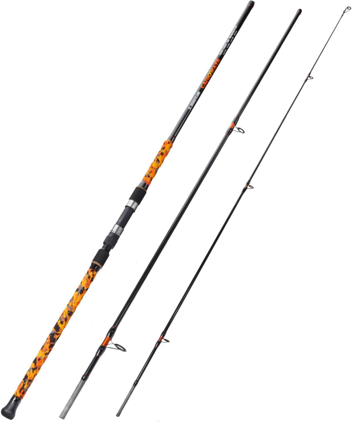 image:imageSougayilang Surf Spinning Fishing Rod Carbon Travel Surf Rod MMH 3 Piece Spinning Fishing Rod 9101112orange