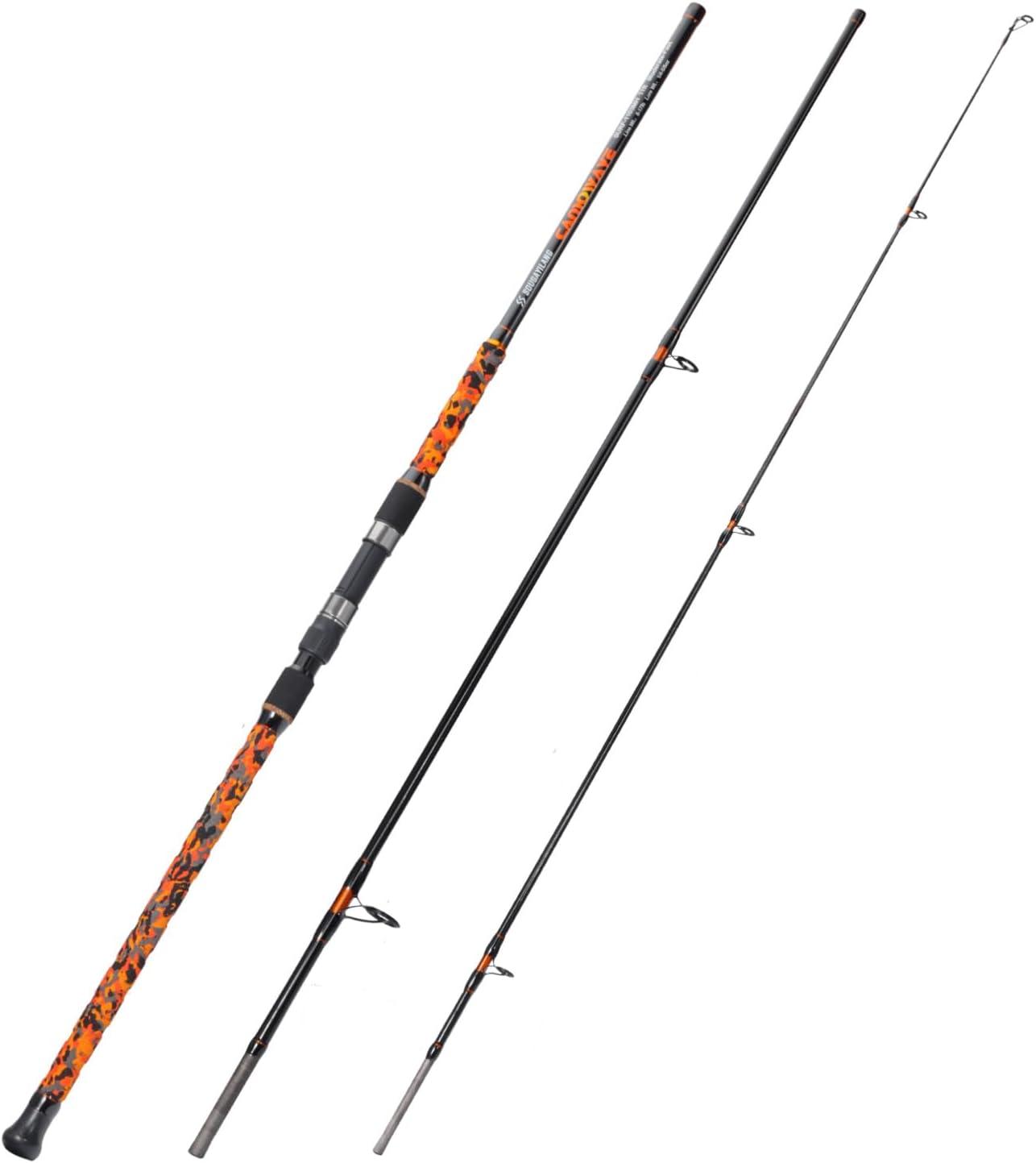 image:imageSougayilang Surf Spinning Fishing Rod Carbon Travel Surf Rod MMH 3 Piece Spinning Fishing Rod 9101112orange