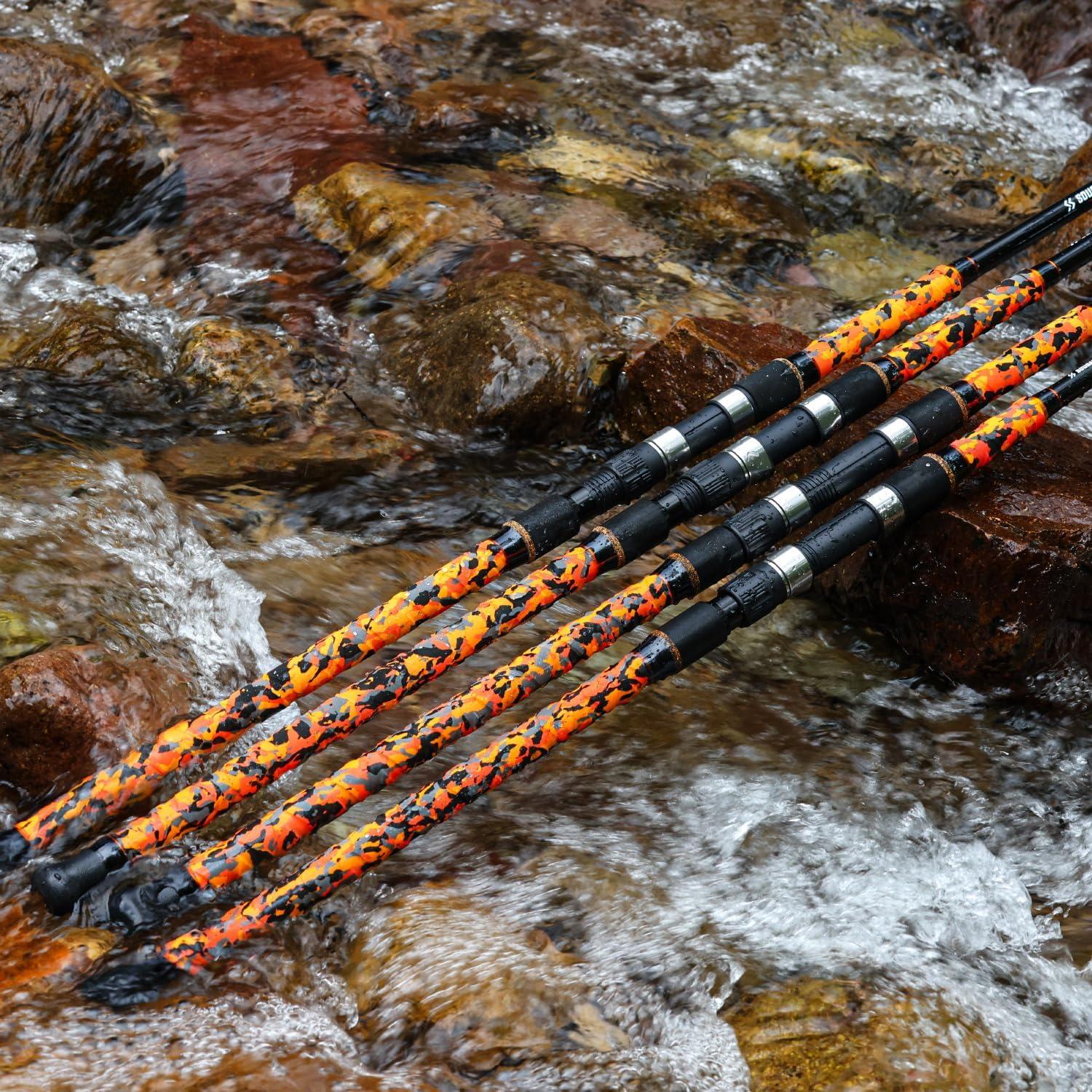 image:imageSougayilang Surf Spinning Fishing Rod Carbon Travel Surf Rod MMH 3 Piece Spinning Fishing Rod 9101112orange