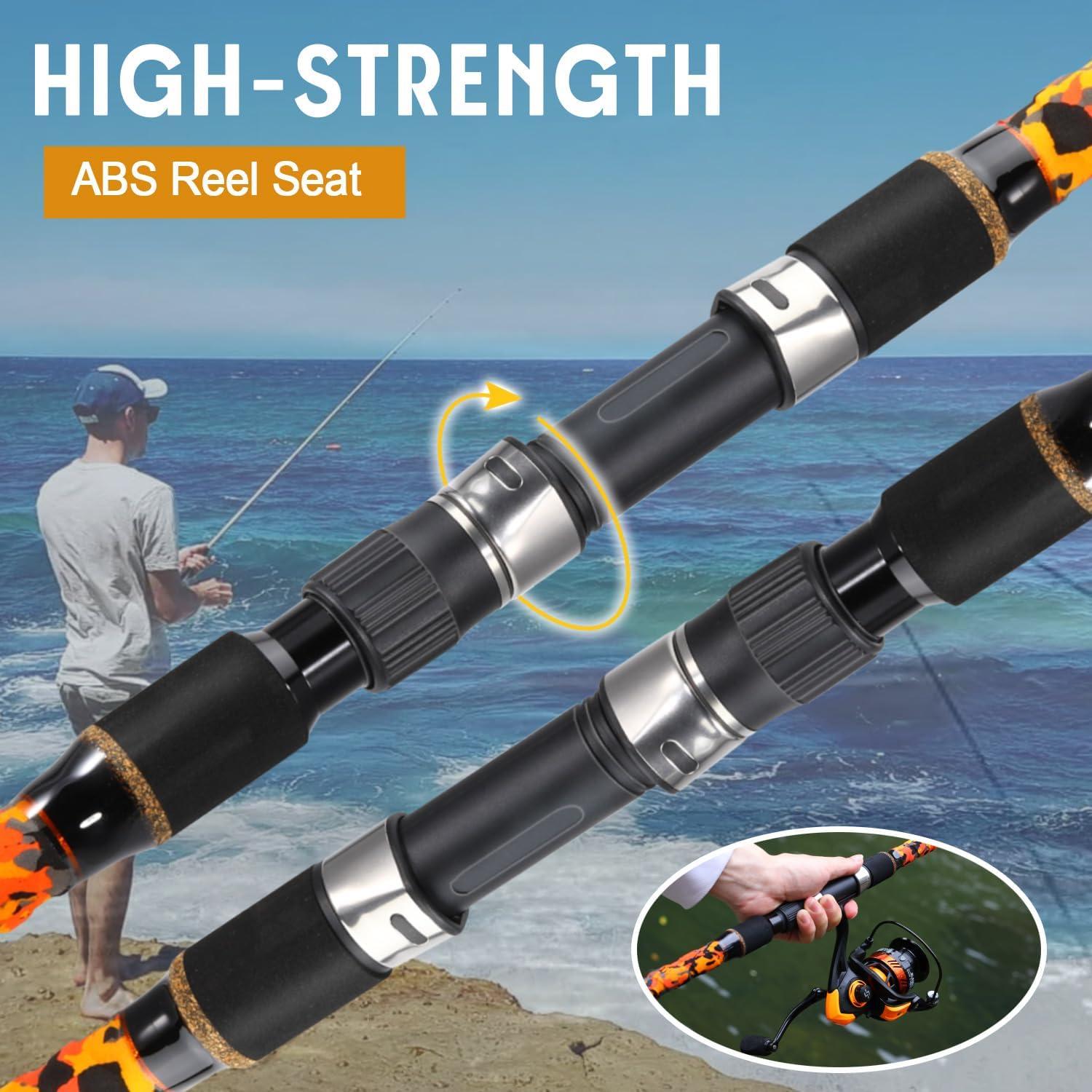 image:imageSougayilang Surf Spinning Fishing Rod Carbon Travel Surf Rod MMH 3 Piece Spinning Fishing Rod 9101112orange