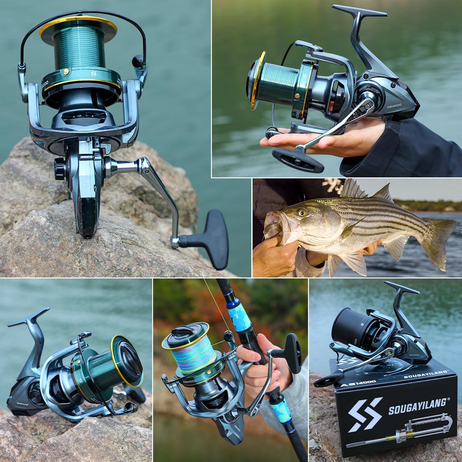 image:imageSougayilang Surf Spinning Reel Ultra Smooth Drag System for Big Game Saltwater Surf Fishing Ideal HighCapacity for Freshwater Inshore and Offshore Fishing