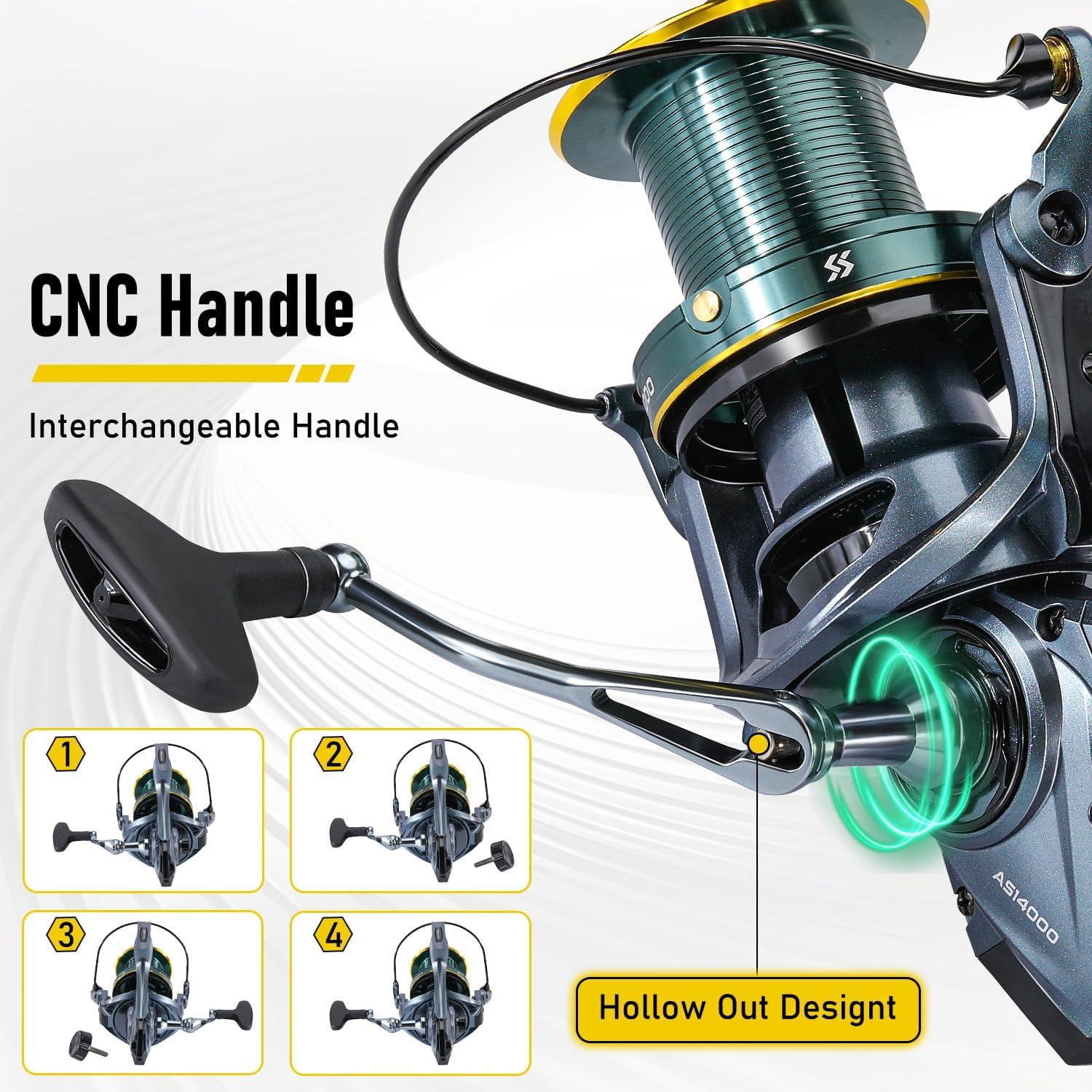 image:imageSougayilang Surf Spinning Reel Ultra Smooth Drag System for Big Game Saltwater Surf Fishing Ideal HighCapacity for Freshwater Inshore and Offshore Fishing