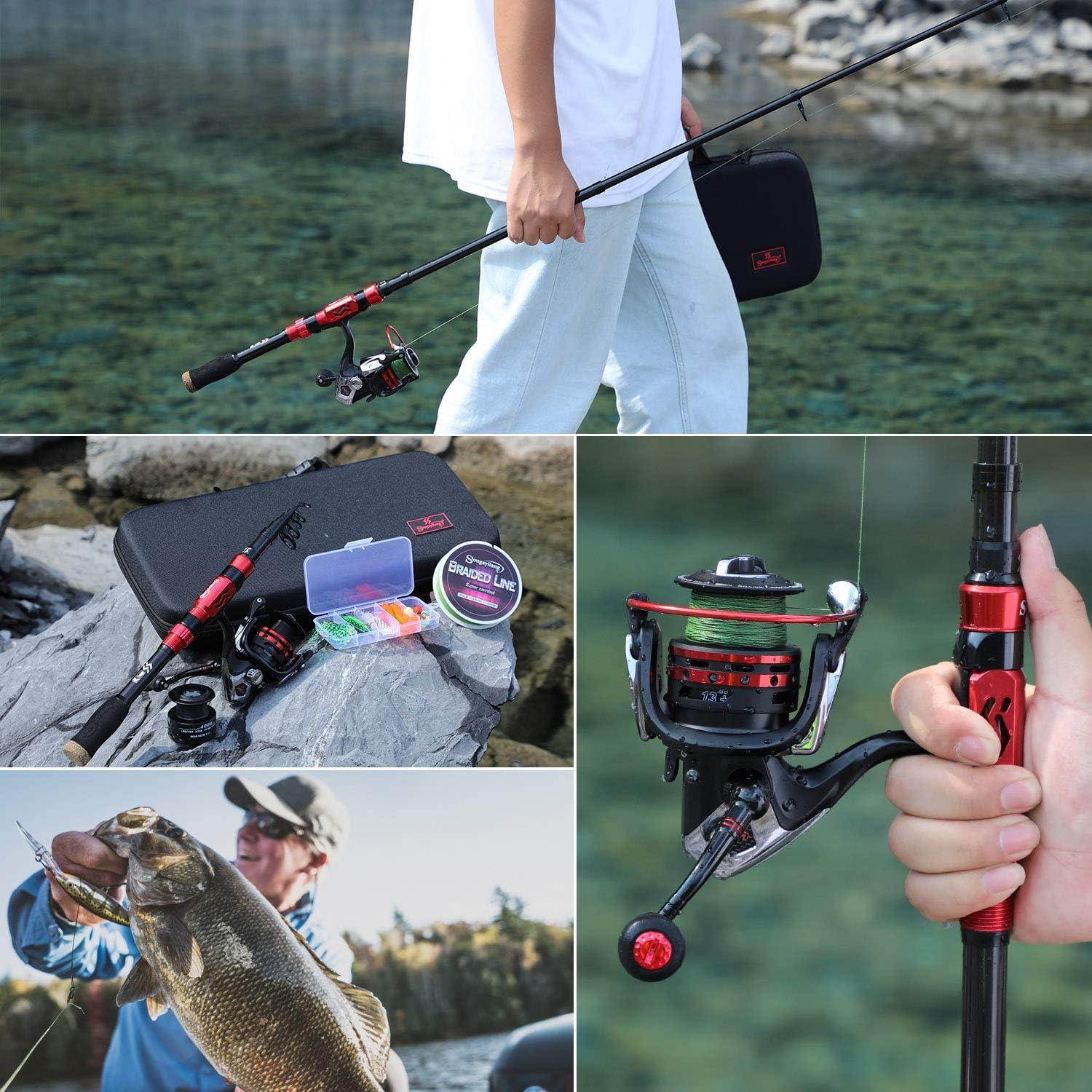 image:imageSougayilang Telescopic Fishing Pole with Spinning Reel Portable Fishing Rod Reel CombosRed Full Kits With Bag