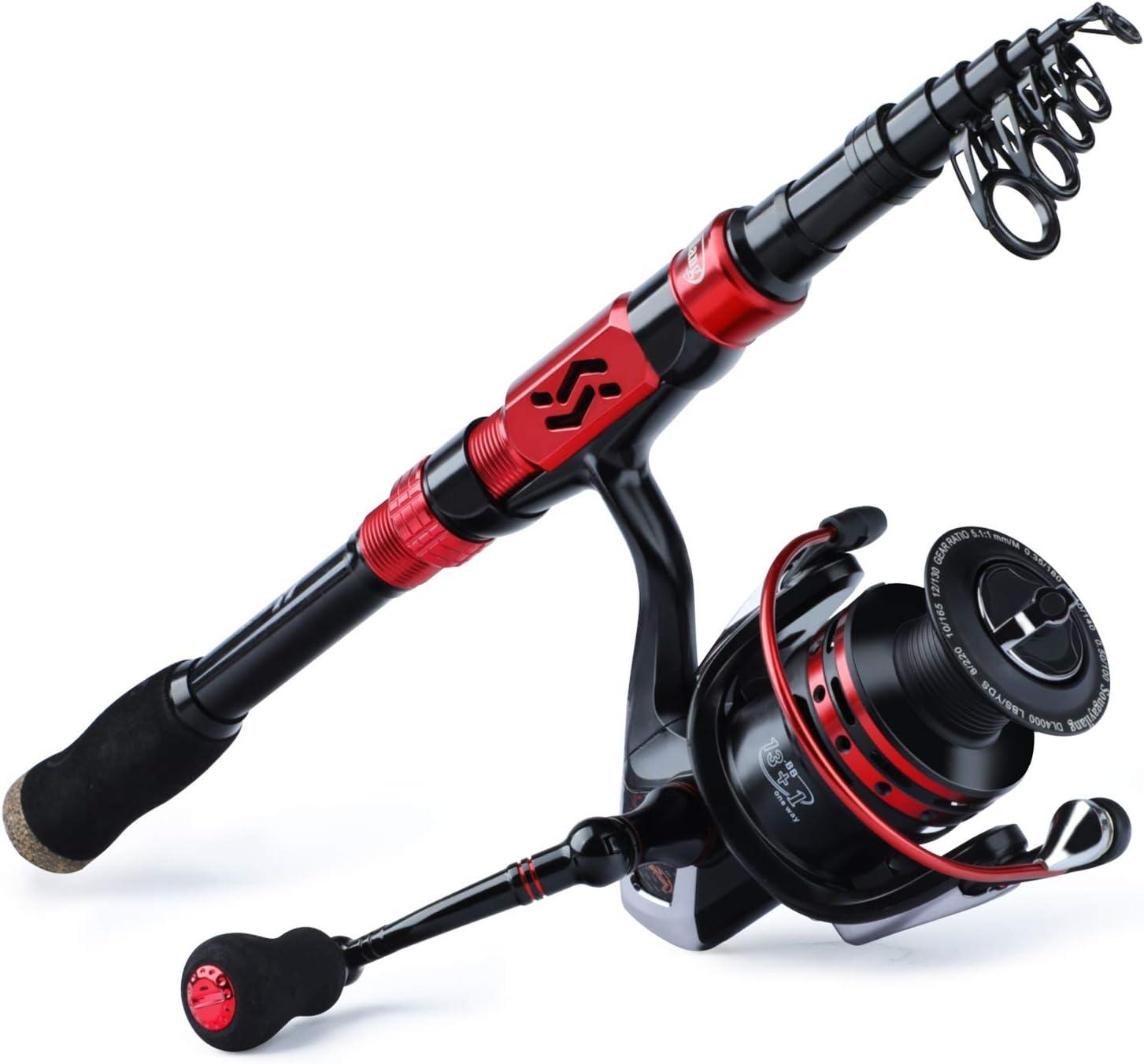 image:imageSougayilang Telescopic Fishing Pole with Spinning Reel Portable Fishing Rod Reel CombosRed Full Kits With Bag