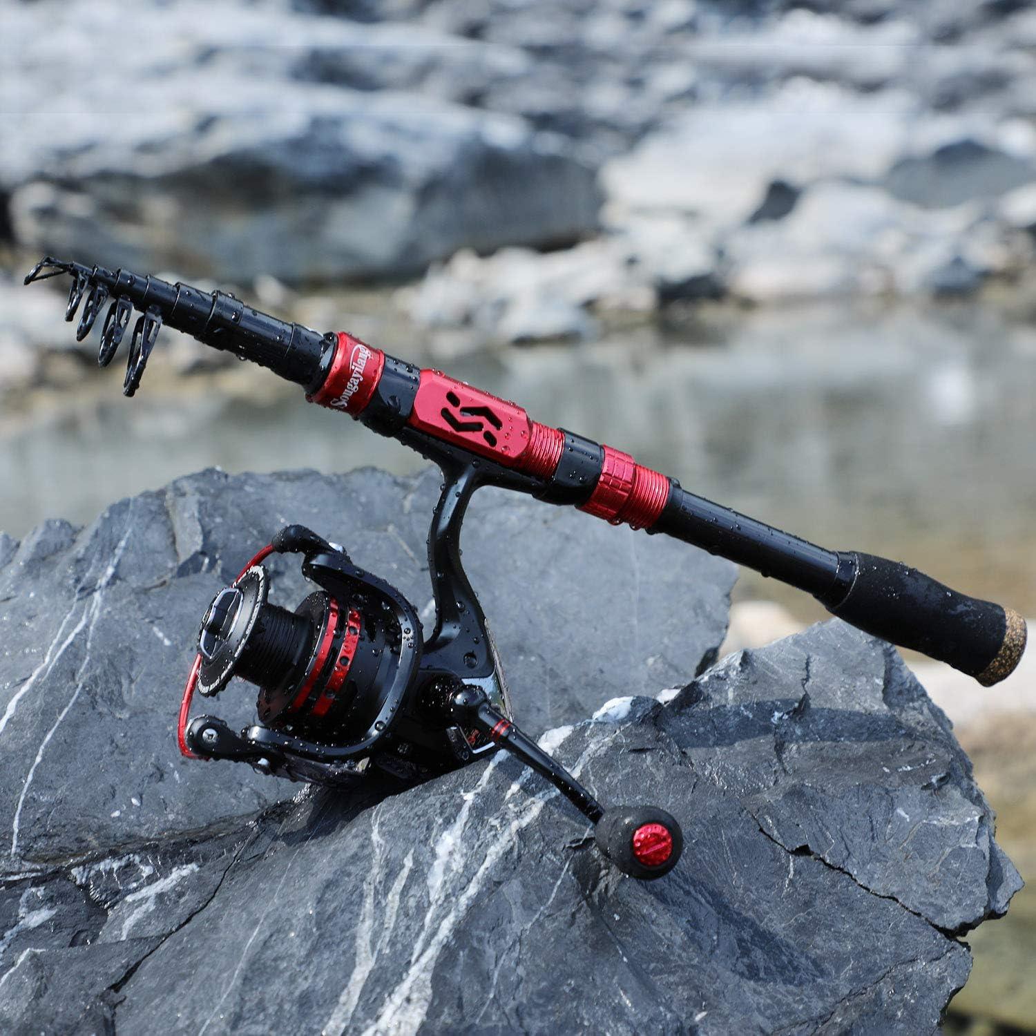 image:imageSougayilang Telescopic Fishing Pole with Spinning Reel Portable Fishing Rod Reel CombosRed Full Kits With Bag